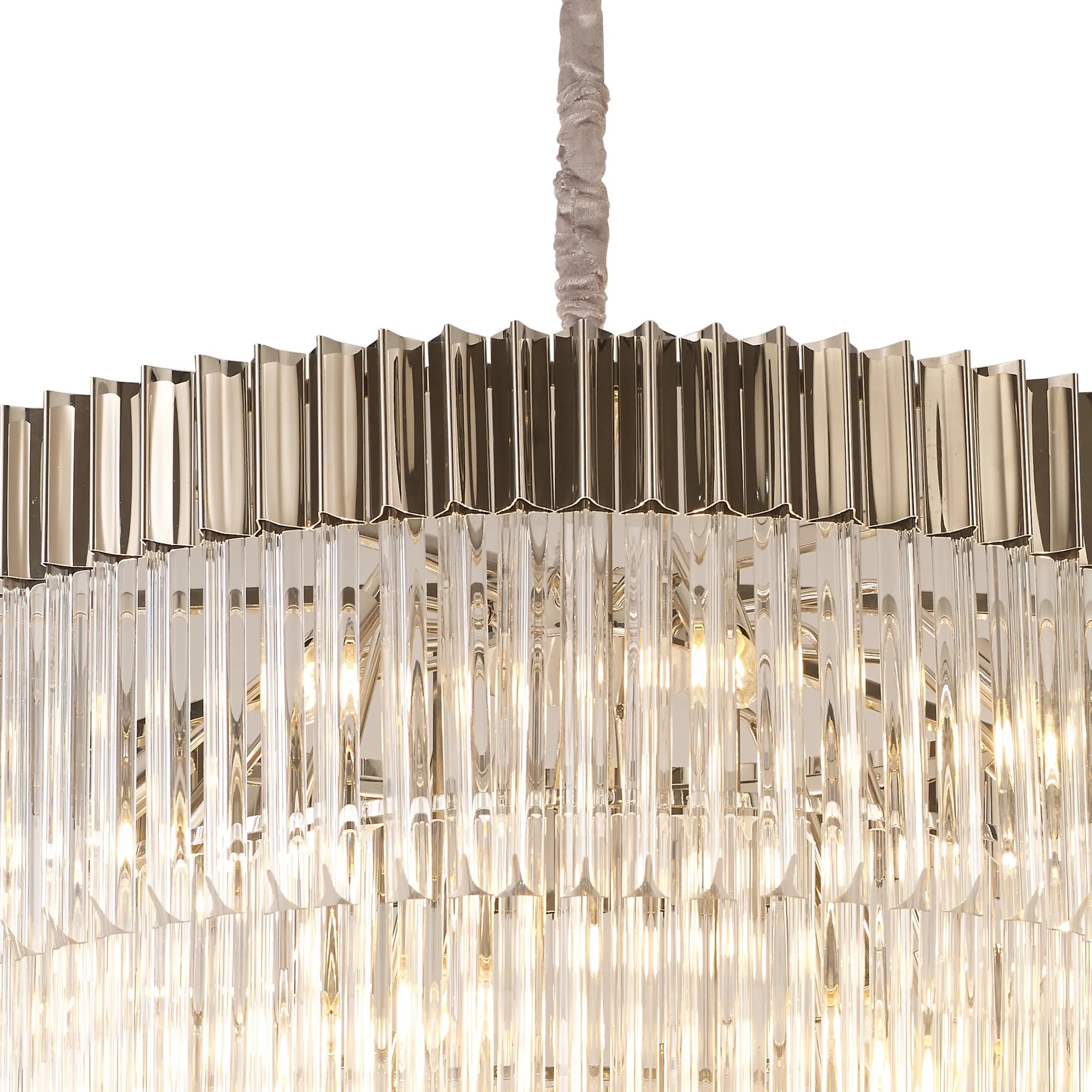 Cedar 96cm 5-Tier Pendant 23 Light - Polished Nickel & Clear