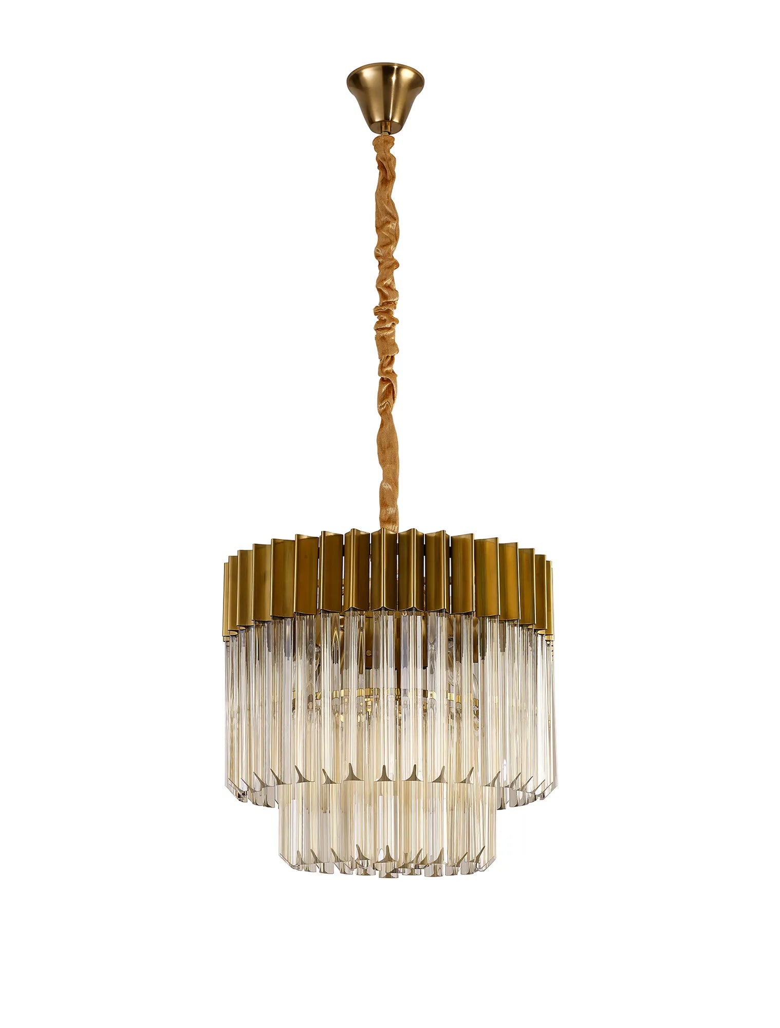 Cedar 45cm Pendant Round 5 Light - Brass & Cognac