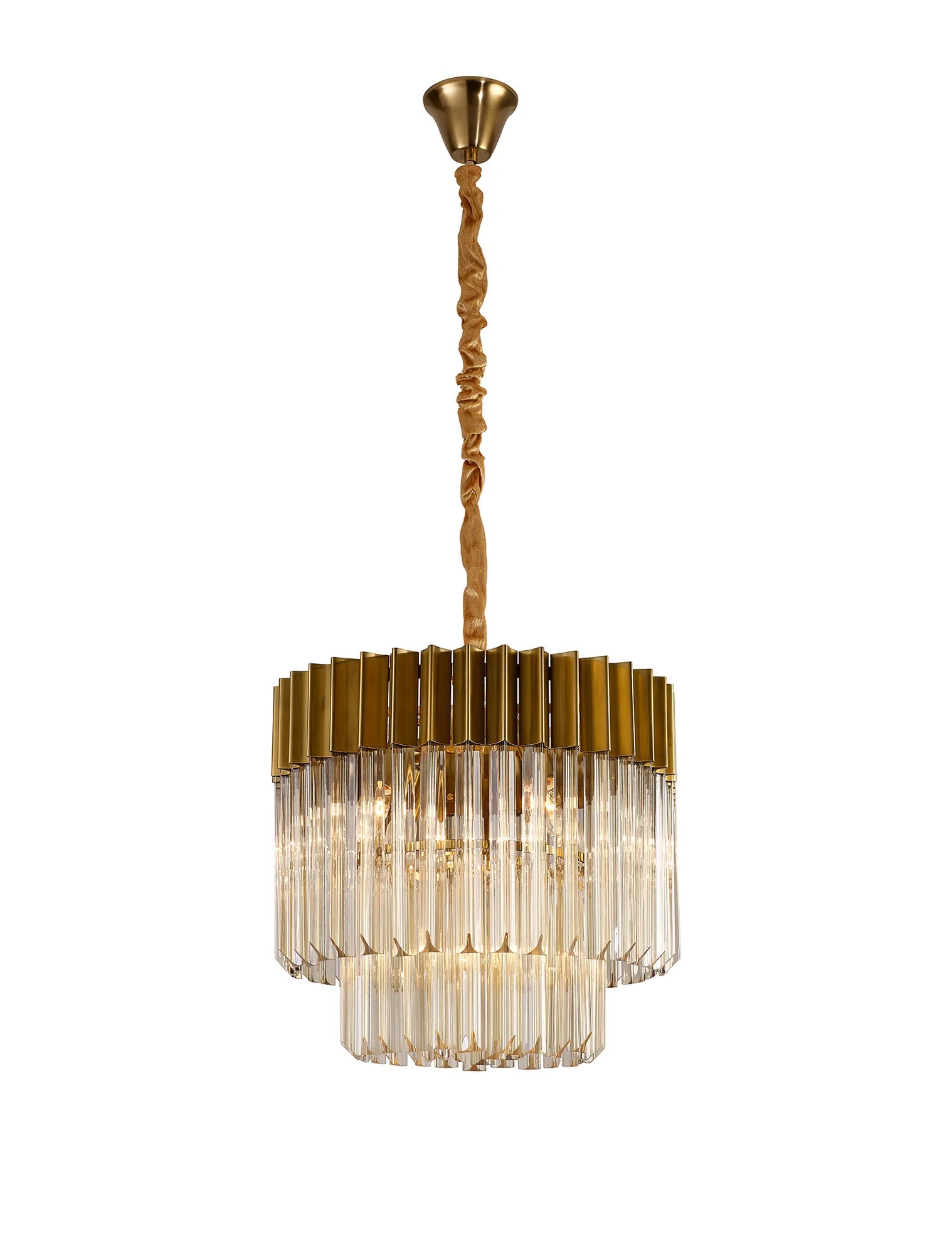 Cedar 45cm Pendant Round 5 Light - Brass & Cognac