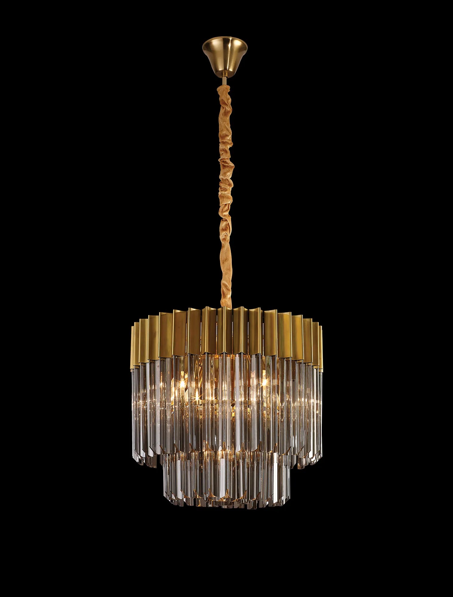 Cedar 45cm Pendant Round 5 Light - Brass & Smoked