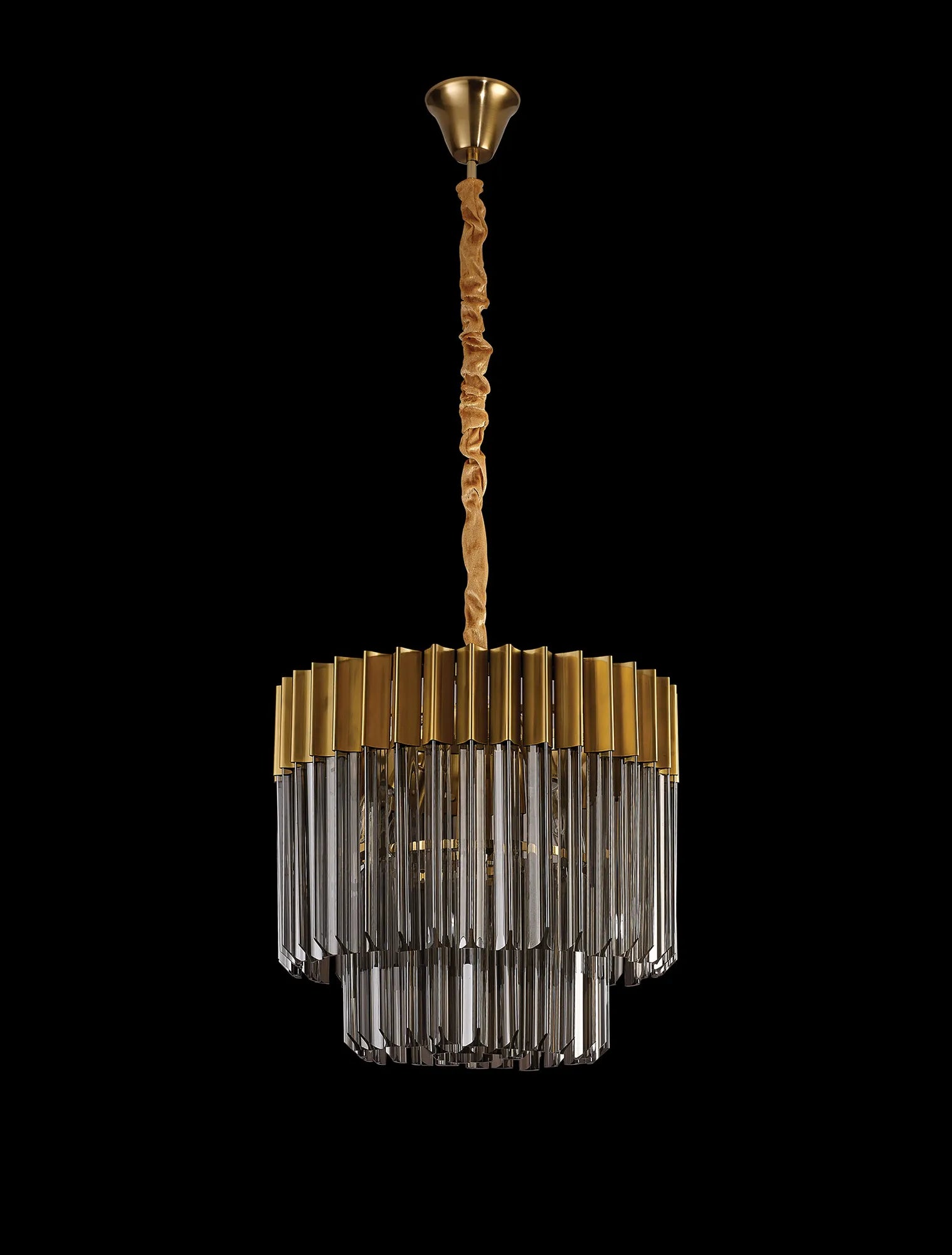 Cedar 45cm Pendant Round 5 Light - Brass & Smoked
