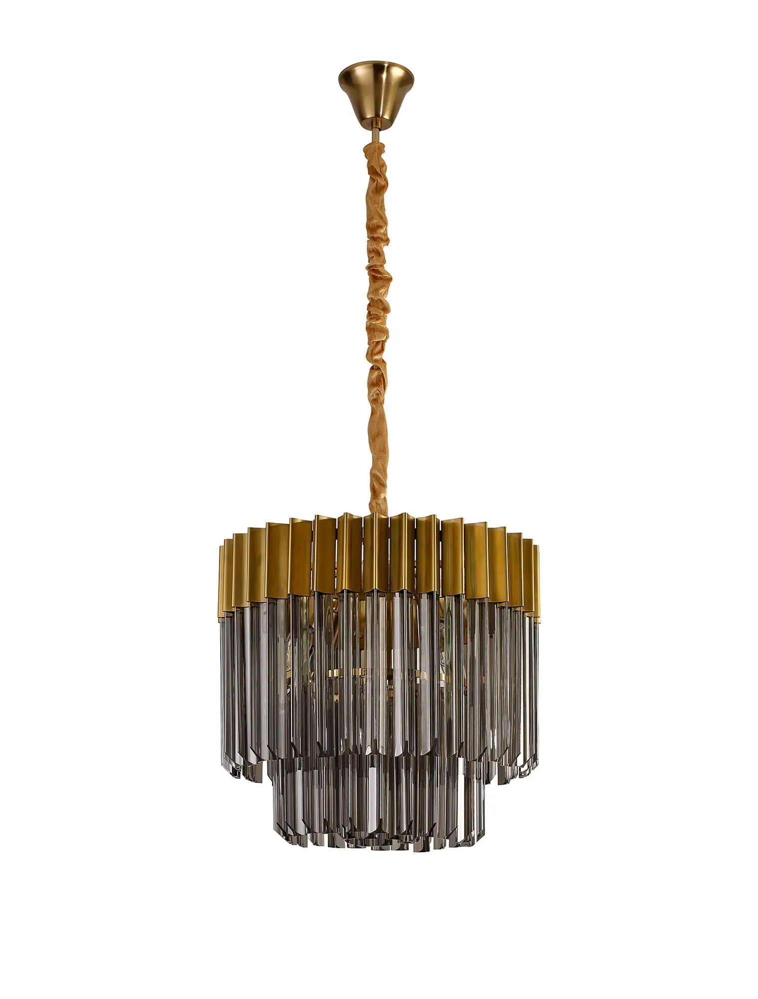 Cedar 45cm Pendant Round 5 Light - Brass & Smoked