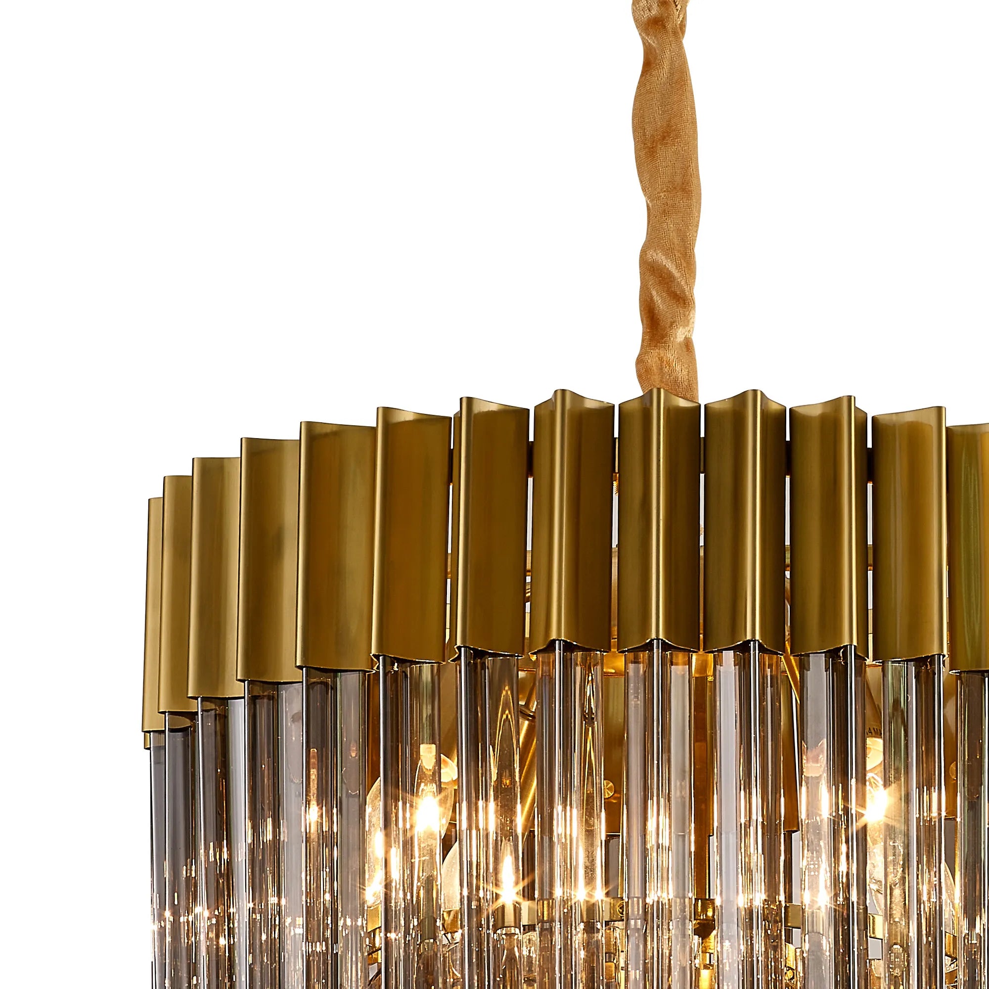 Cedar 45cm Pendant Round 5 Light - Brass & Smoked