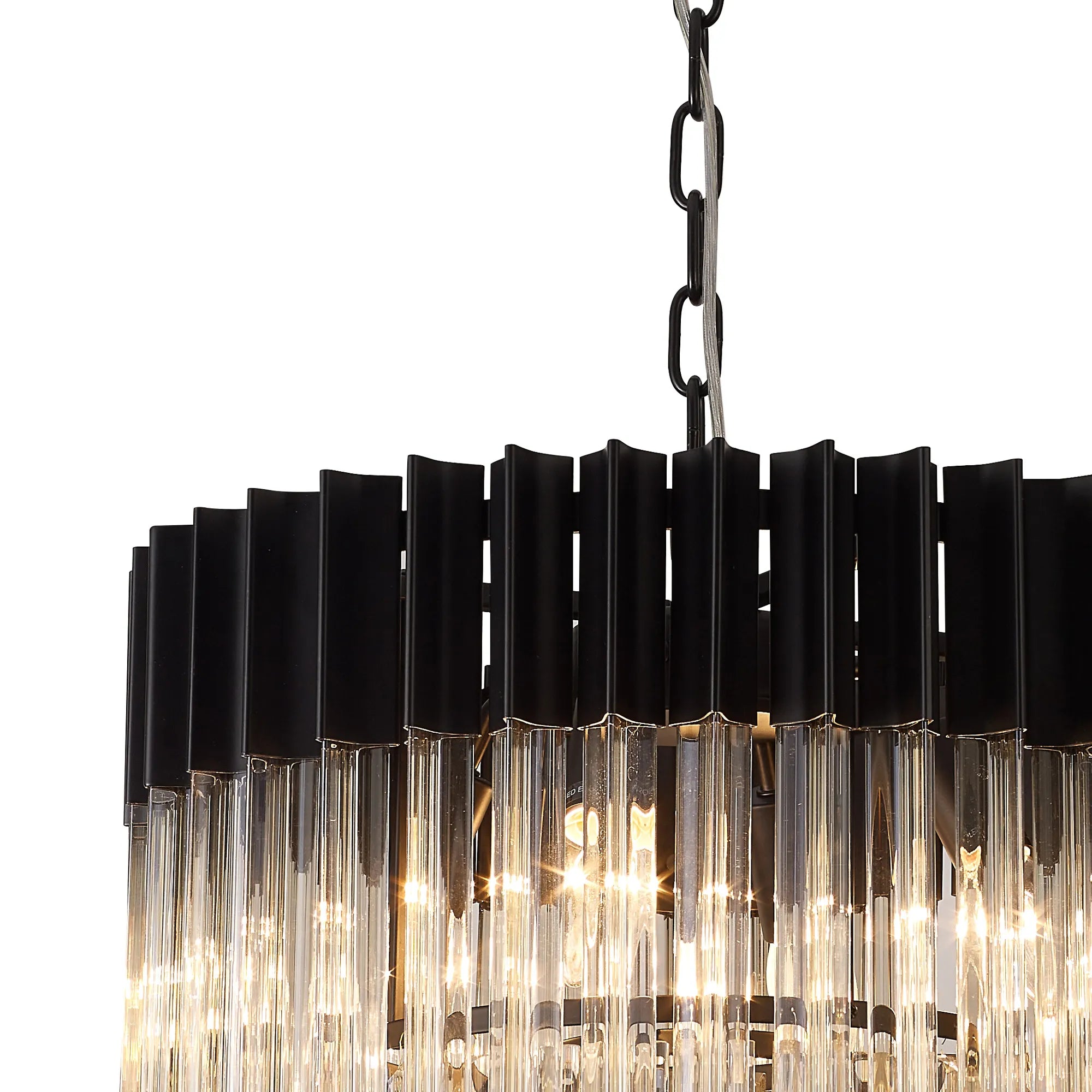 Cedar 45cm Pendant Round 5 Light - Matt Black & Cognac
