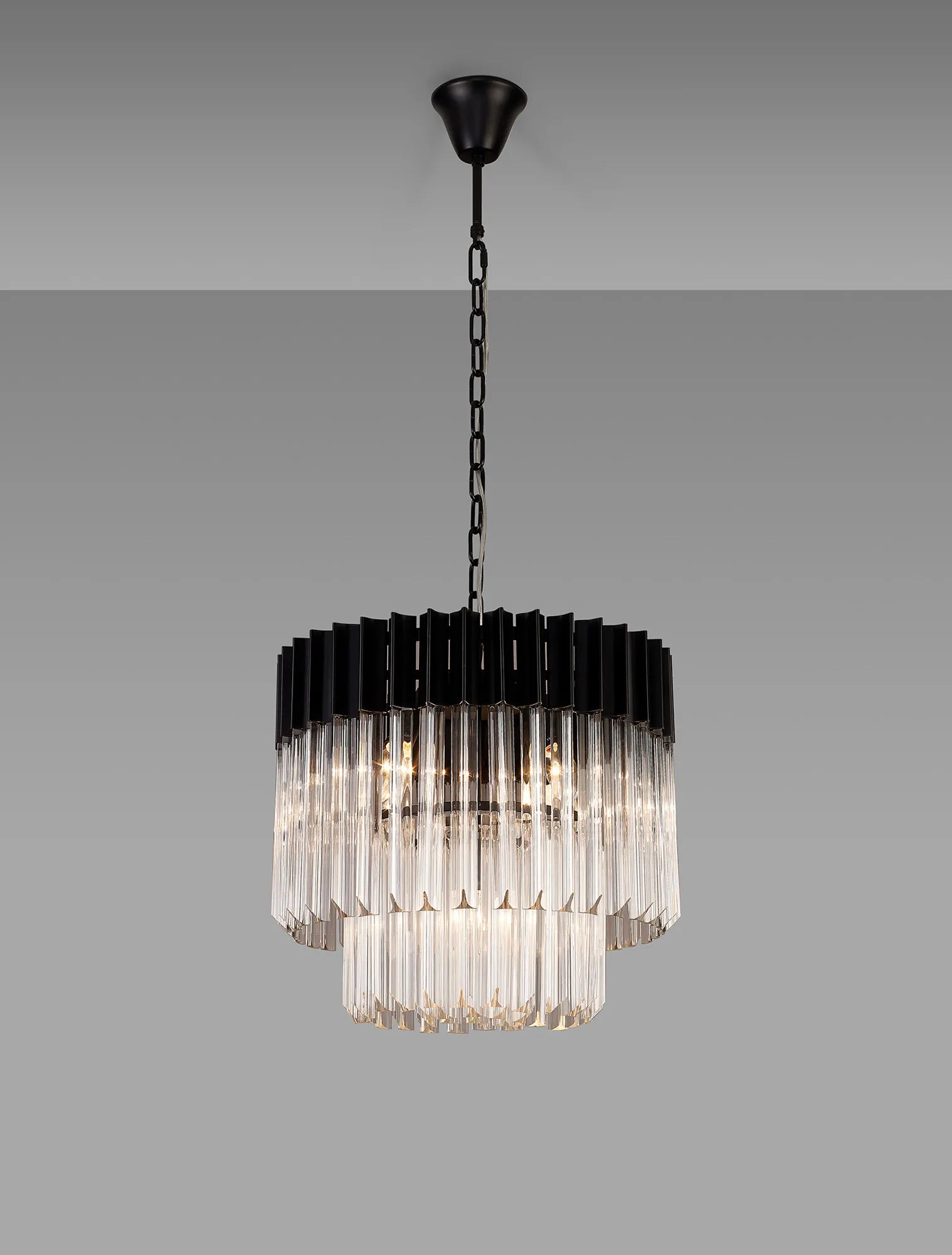 Cedar 45cm Pendant Round 5 Light - Matt Black & Clear