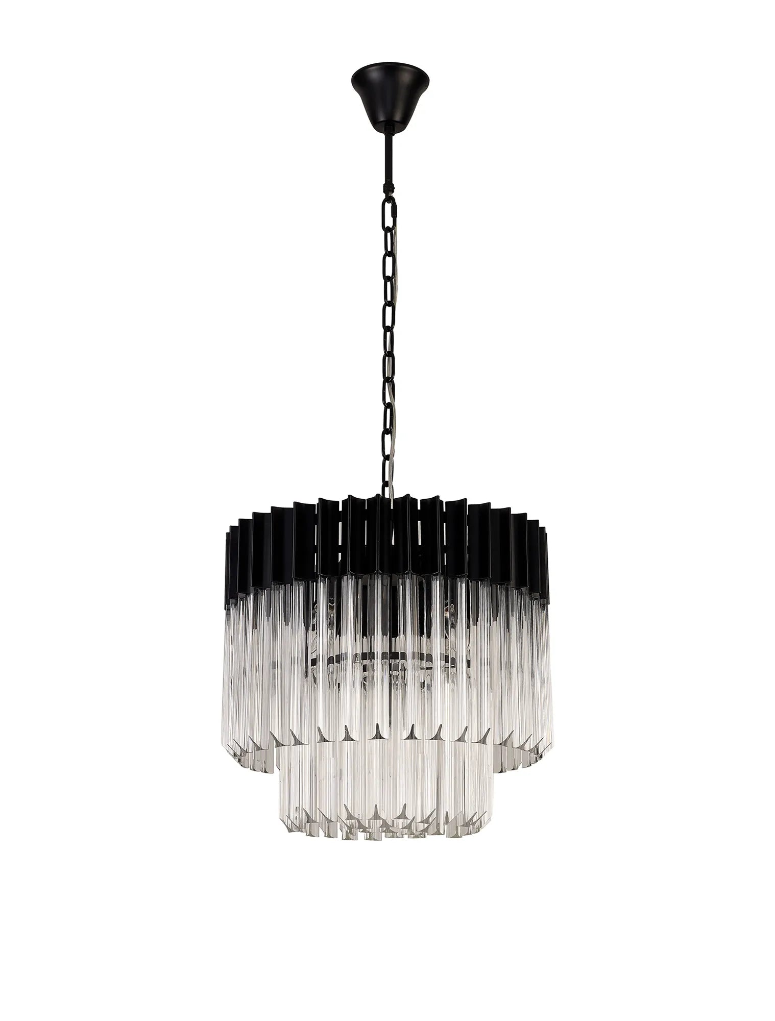 Cedar 45cm Pendant Round 5 Light - Matt Black & Clear