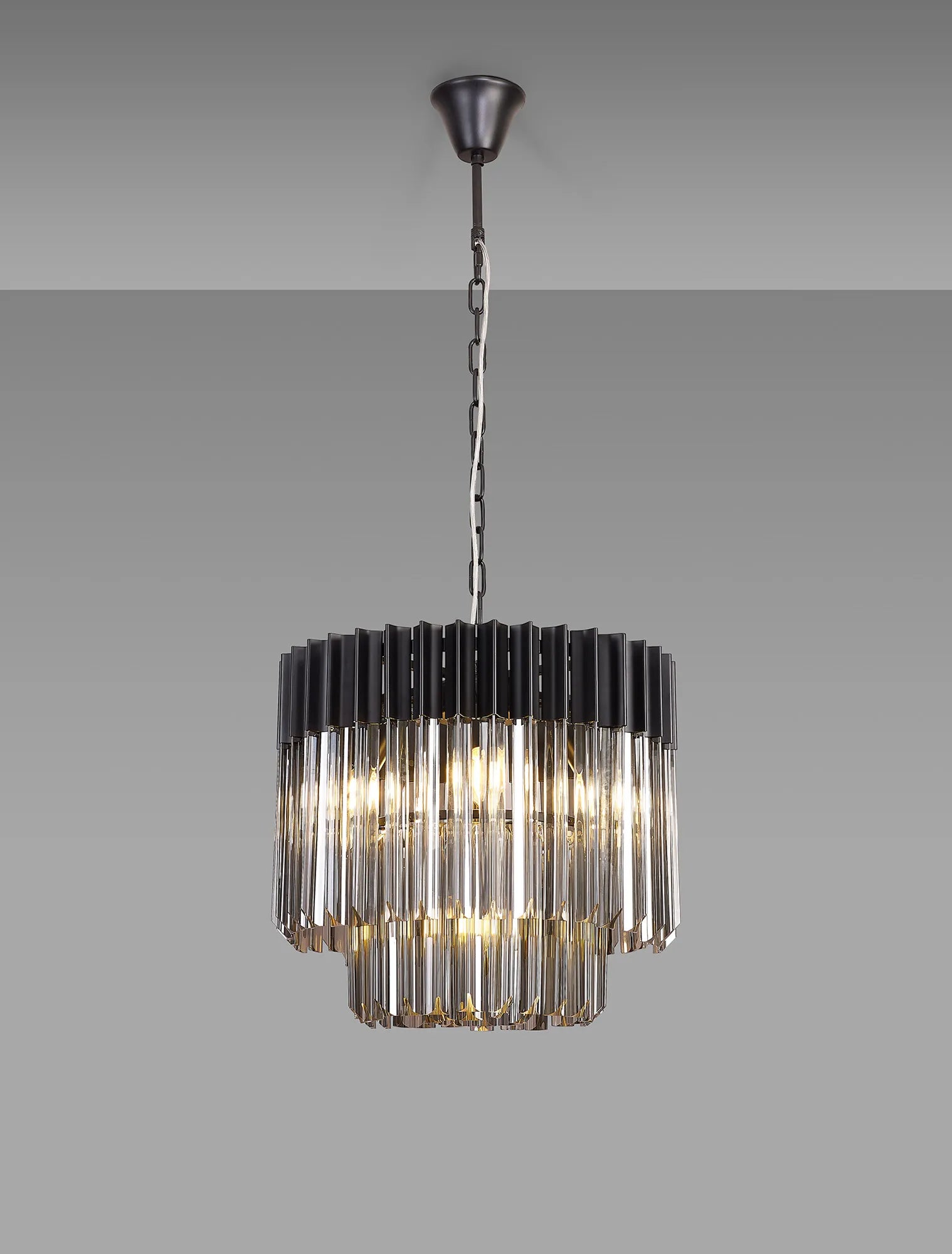 Cedar 45cm Pendant Round 5 Light - Matt Black & Smoked