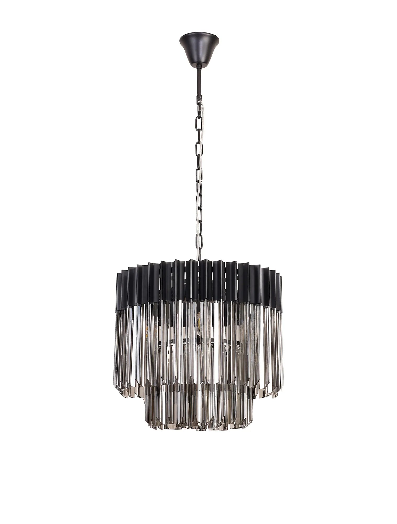 Cedar 45cm Pendant Round 5 Light - Matt Black & Smoked