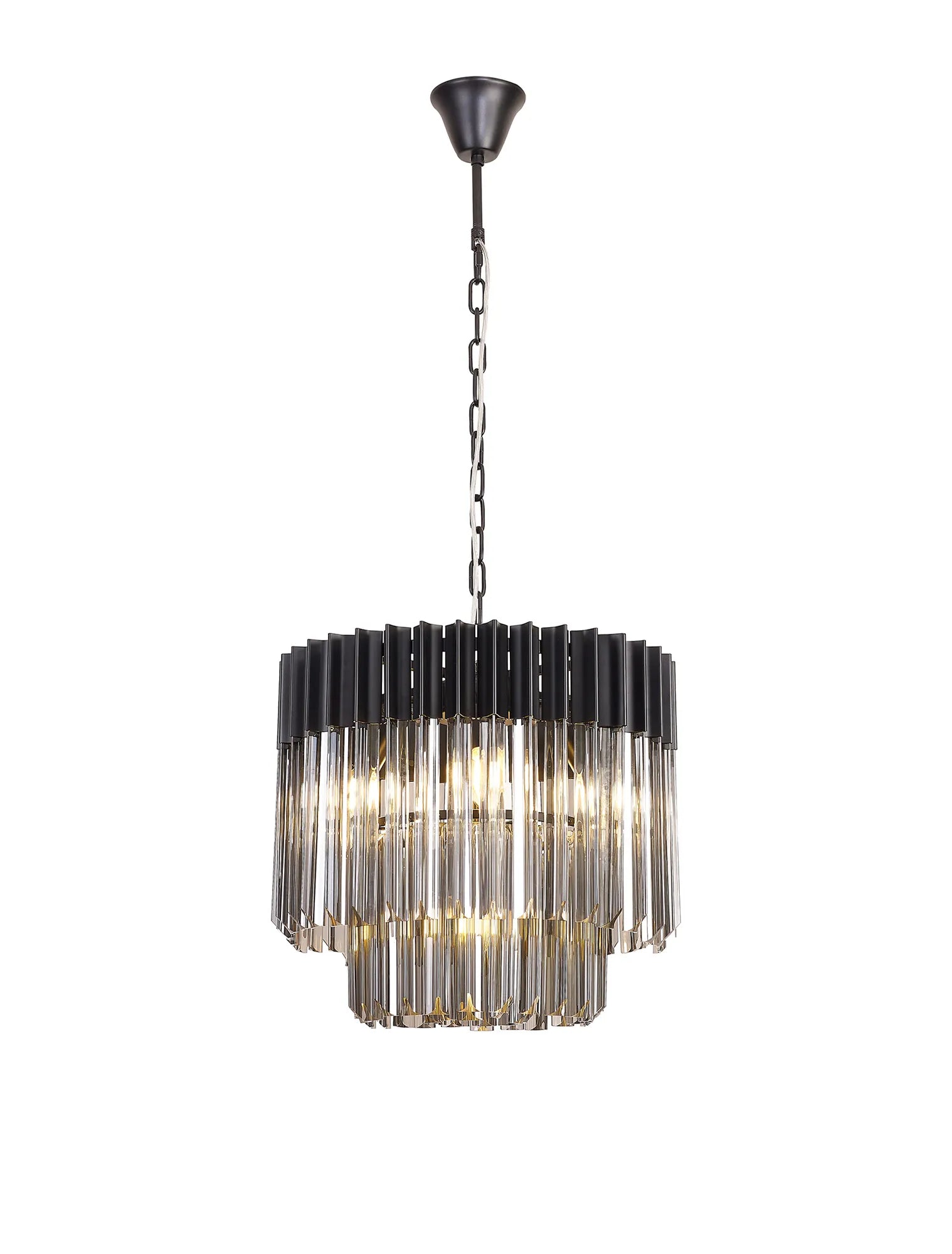 Cedar 45cm Pendant Round 5 Light - Matt Black & Smoked