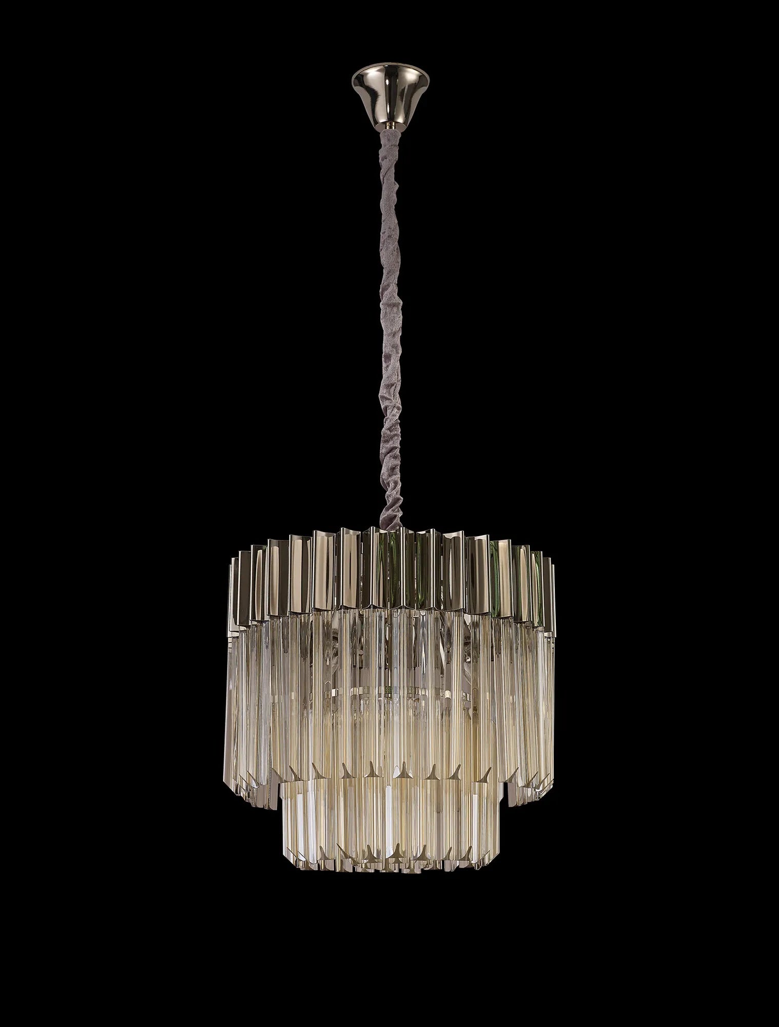 Cedar 45cm Pendant Round 5 Light - Polished Nickel & Cognac