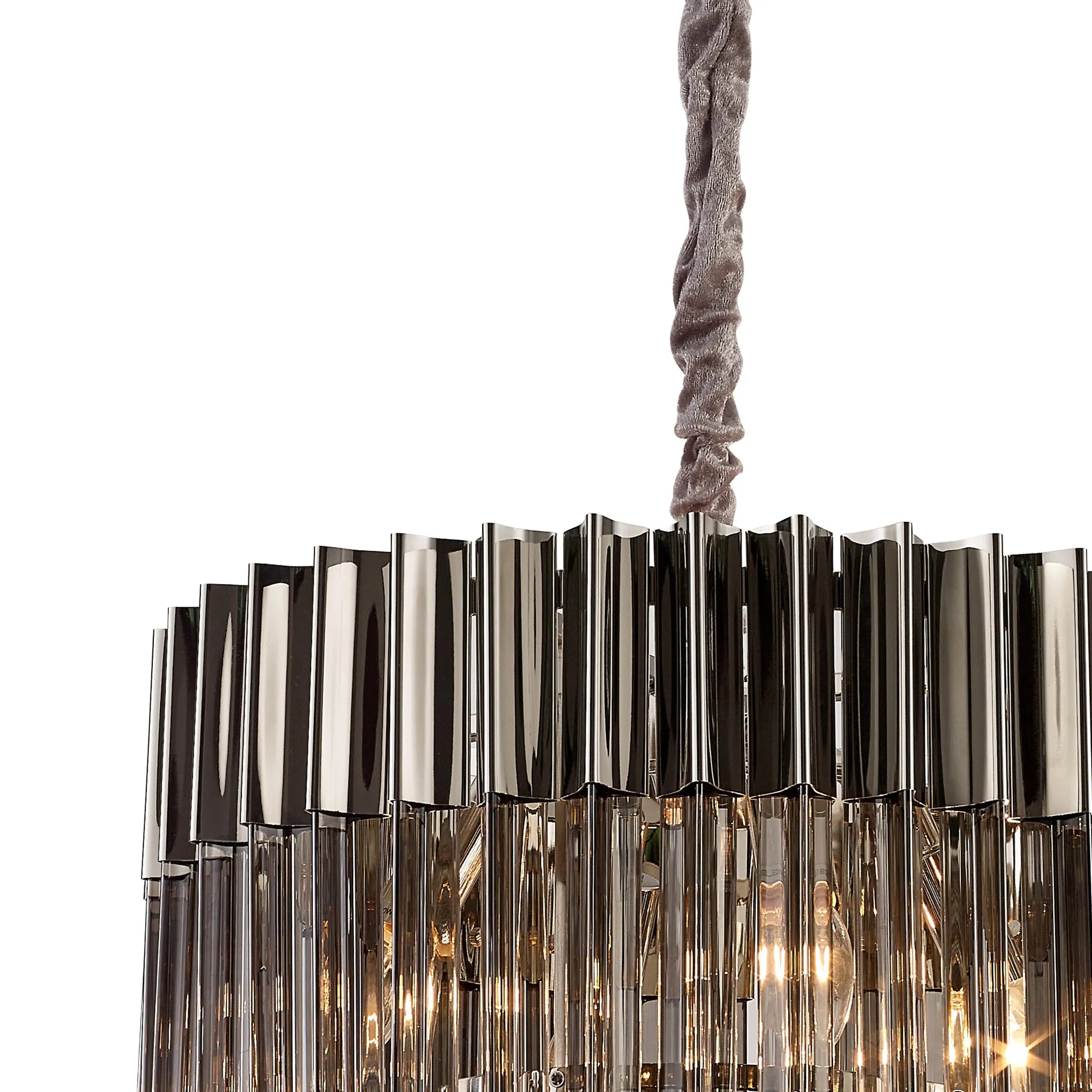 Cedar 45cm Pendant Round 5 Light - Polished Nickel & Smoked