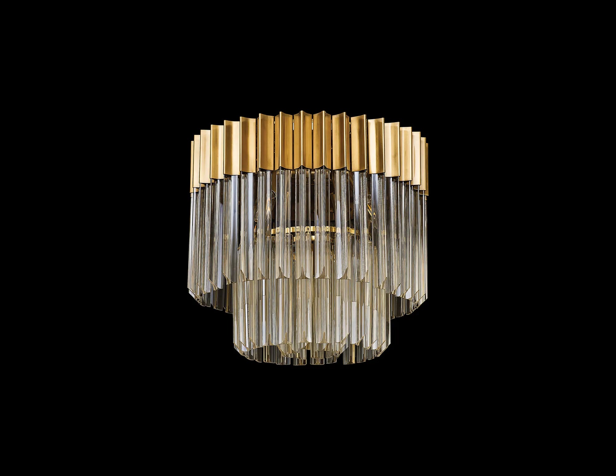 Cedar 45cm Flush Ceiling Round 5 Light - Brass & Cognac