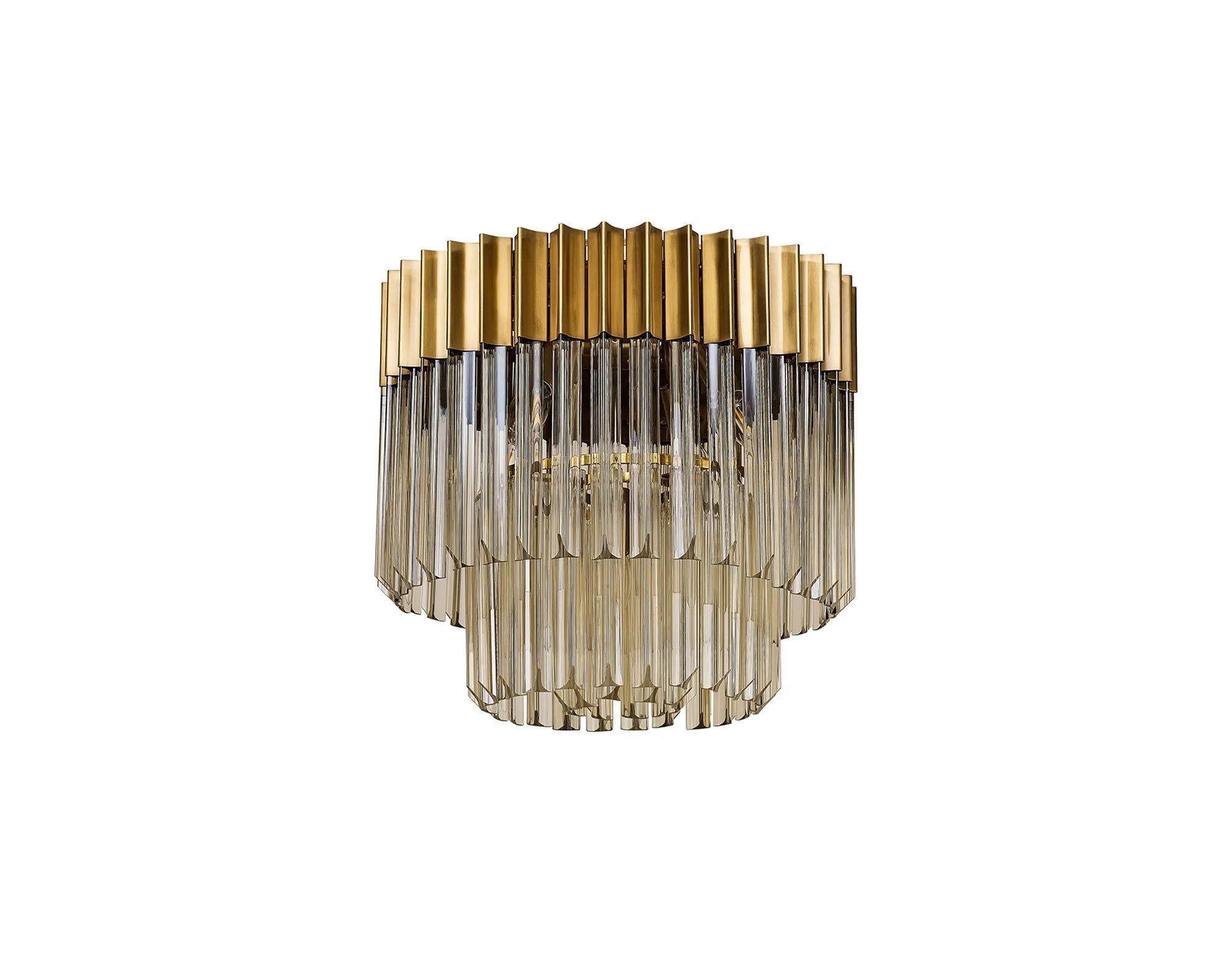 Cedar 45cm Flush Ceiling Round 5 Light - Brass & Cognac