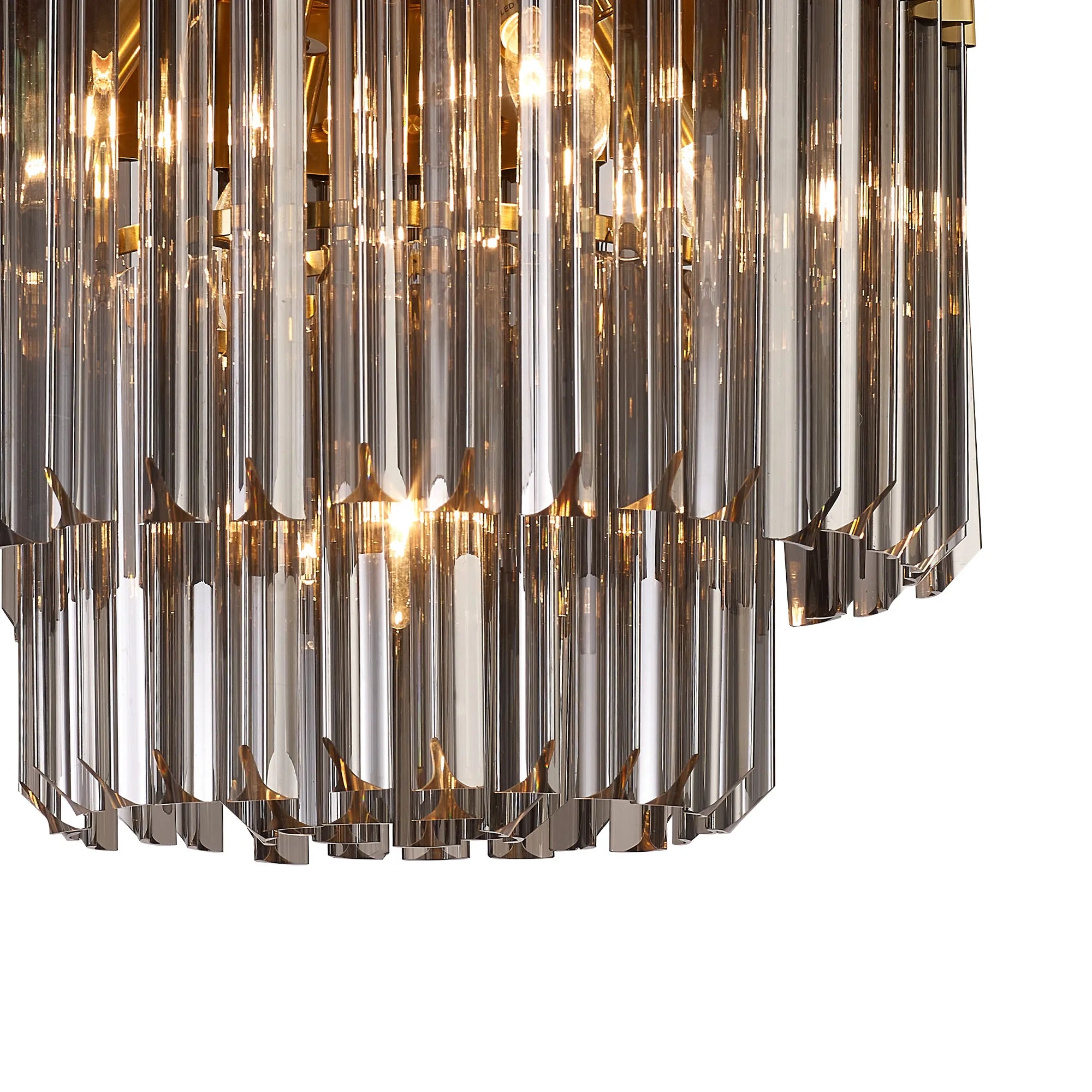 Cedar 45cm Flush Ceiling Round 5 Light - Brass & Smoked