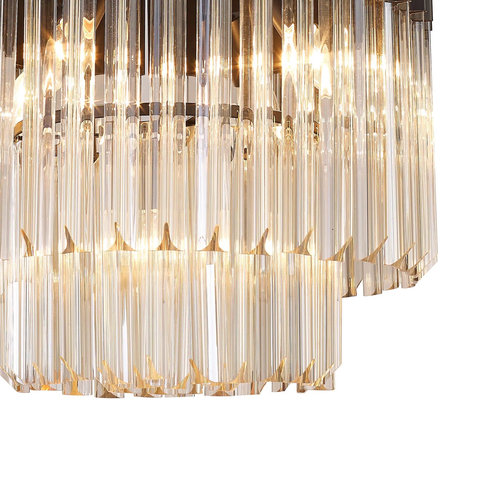 Cedar 45cm Flush Ceiling Round 5 Light - Matt Black & Cognac