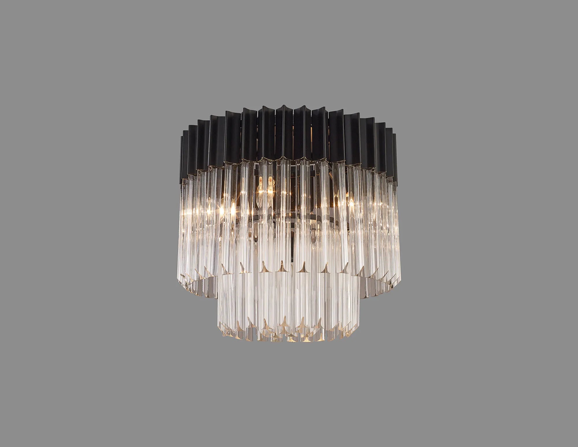 Cedar 45cm Flush Ceiling Round 5 Light - Matt Black & Clear