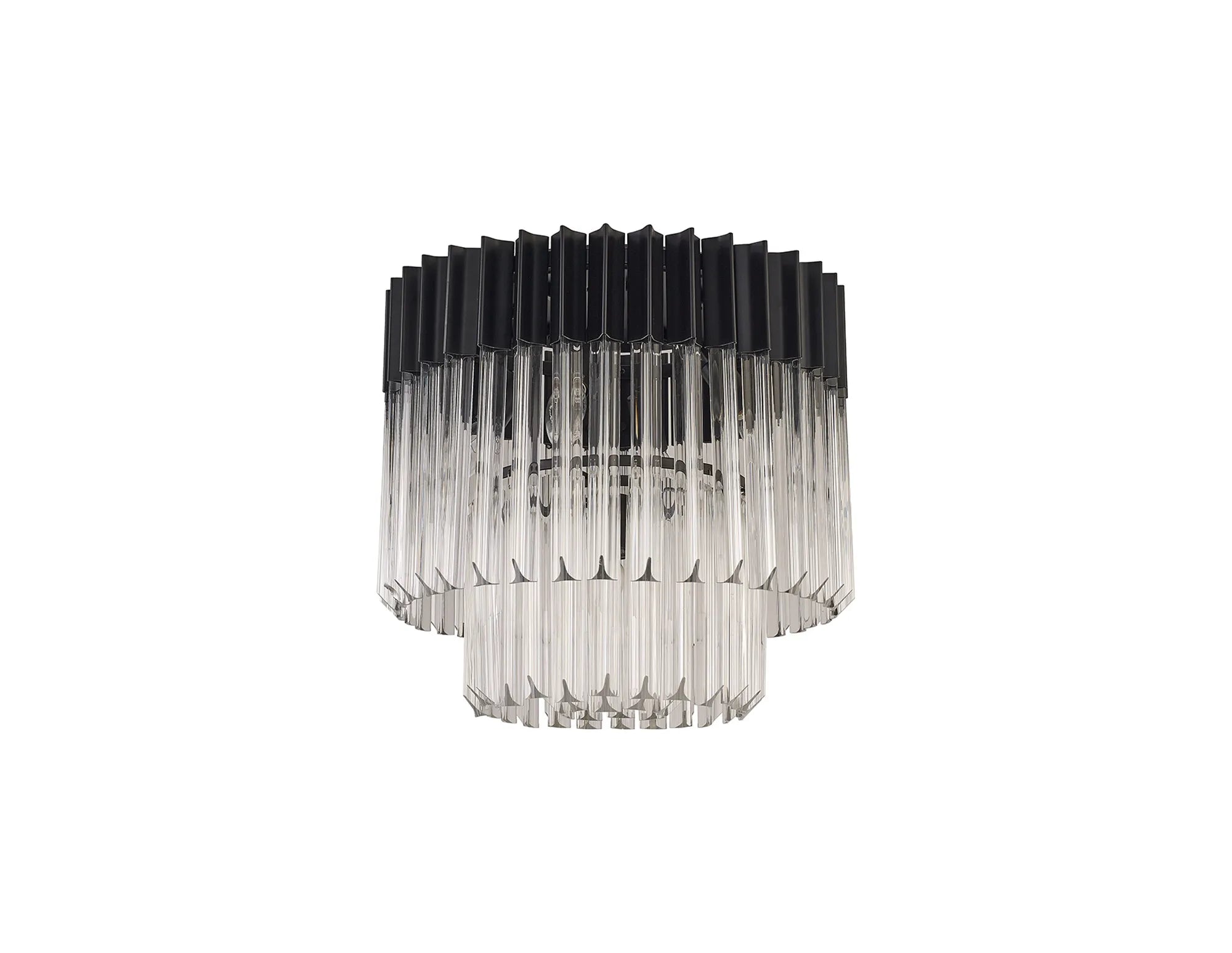 Cedar 45cm Flush Ceiling Round 5 Light - Matt Black & Clear