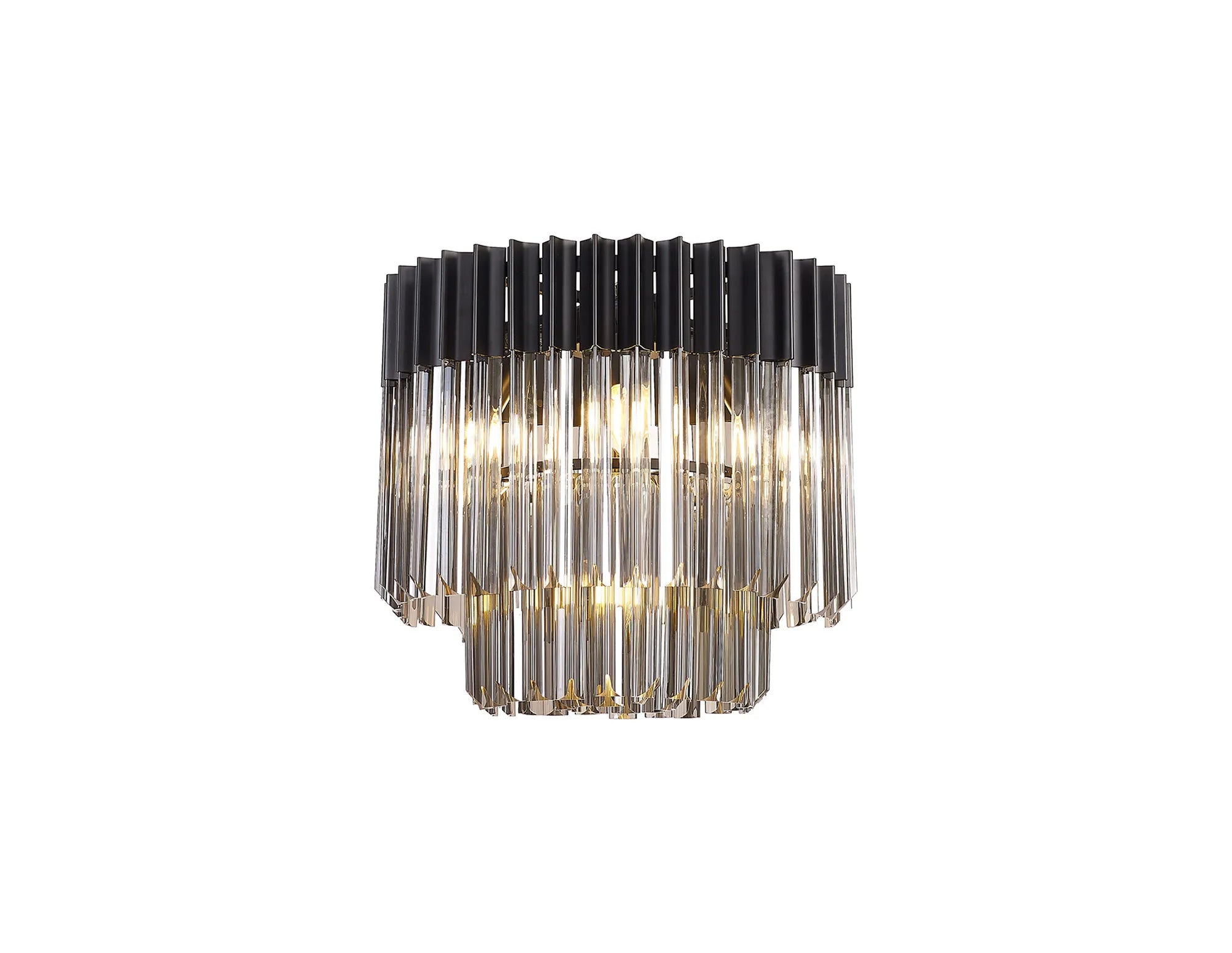Cedar 45cm Flush Ceiling Round 5 Light - Matt Black & Smoked