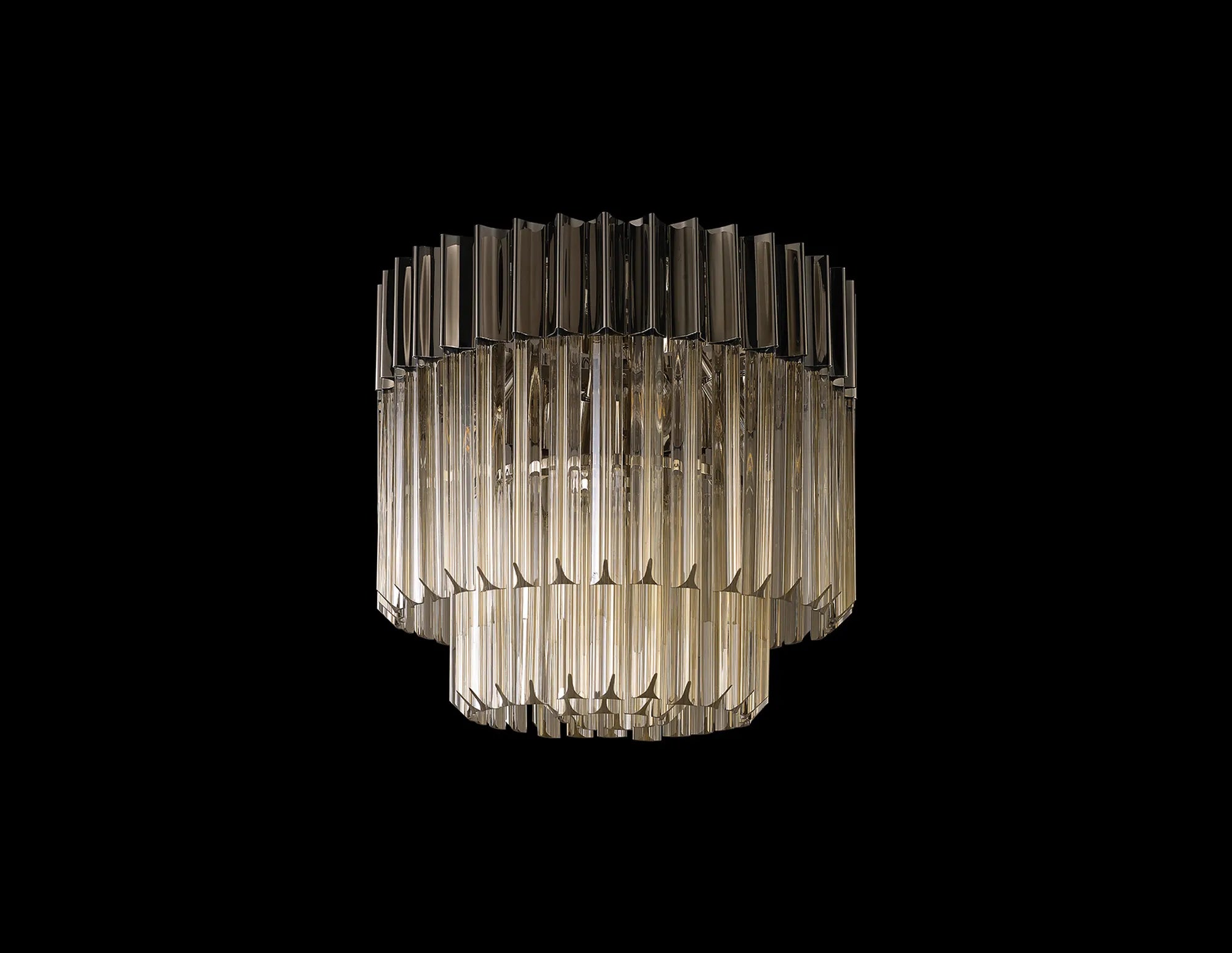 Cedar 45cm Flush Ceiling Round 5 Light - Polished Nickel & Cognac