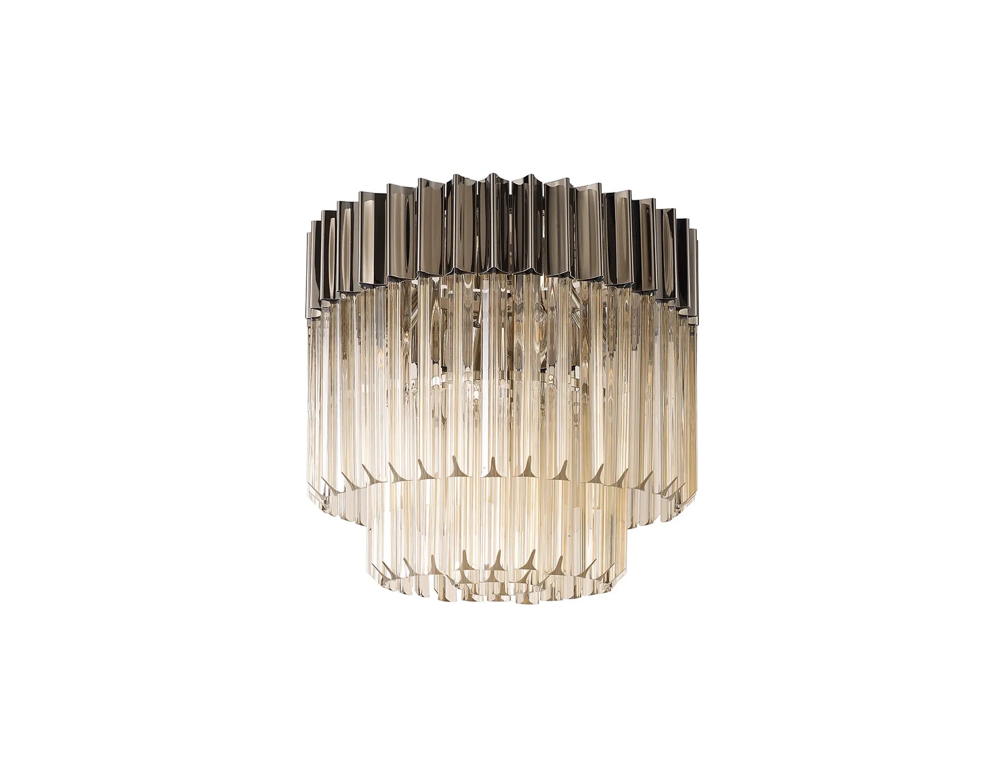 Cedar 45cm Flush Ceiling Round 5 Light - Polished Nickel & Cognac