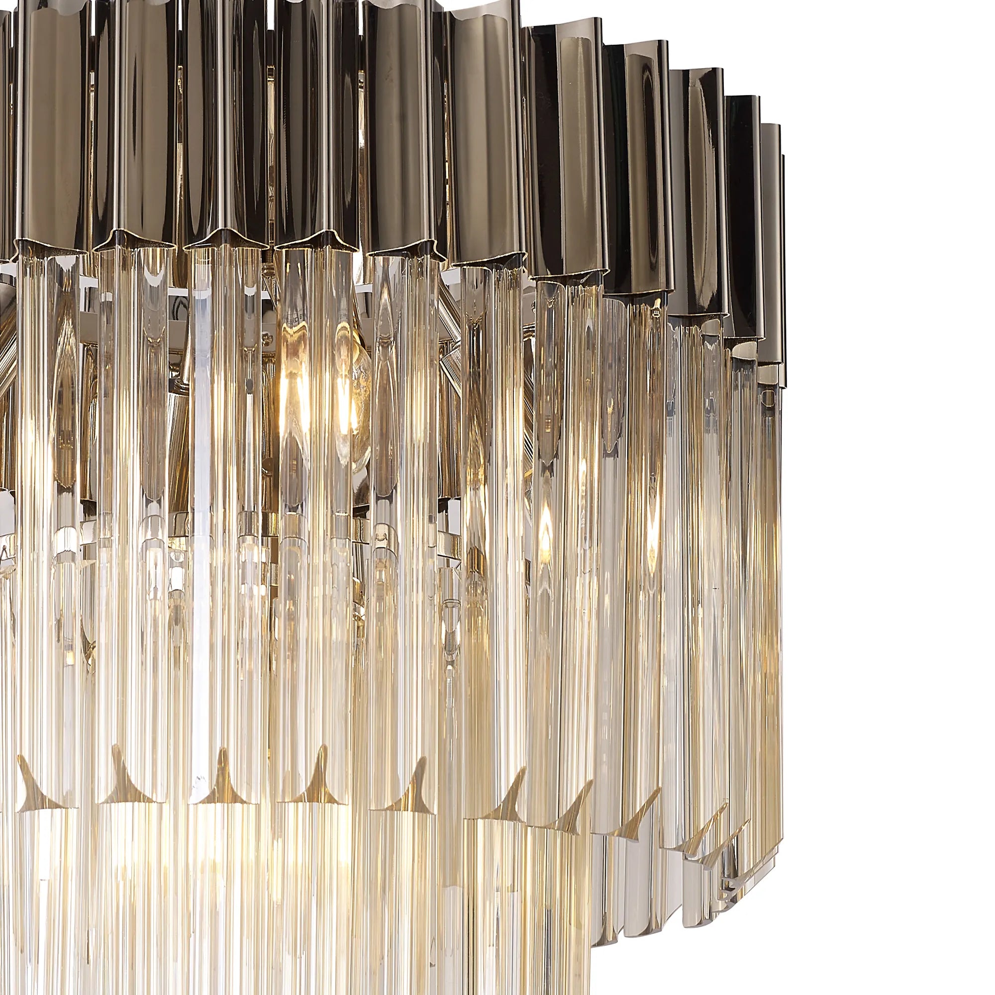 Cedar 45cm Flush Ceiling Round 5 Light - Polished Nickel & Cognac