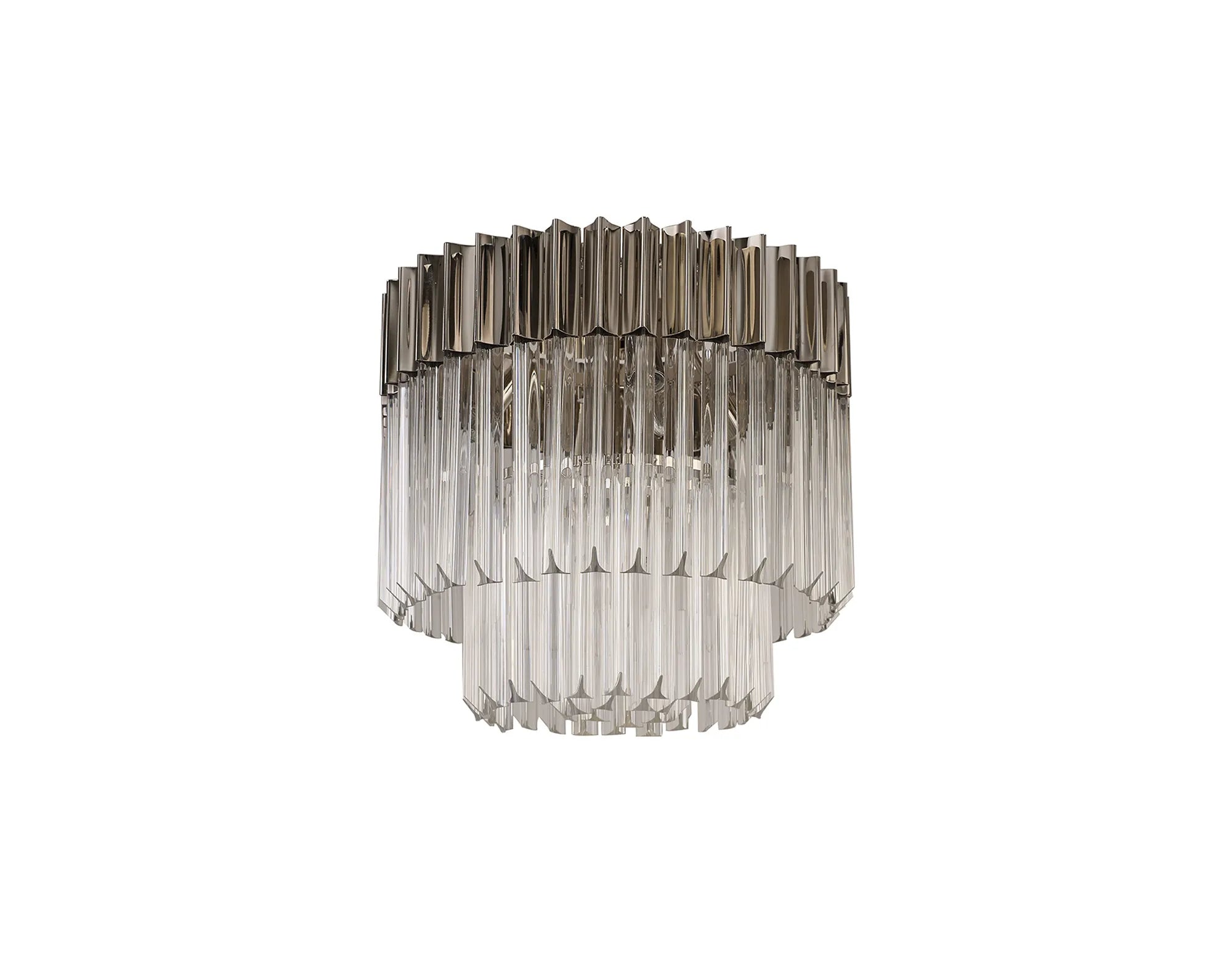 Cedar 45cm Flush Ceiling Round 5 Light - Polished Nickel & Clear