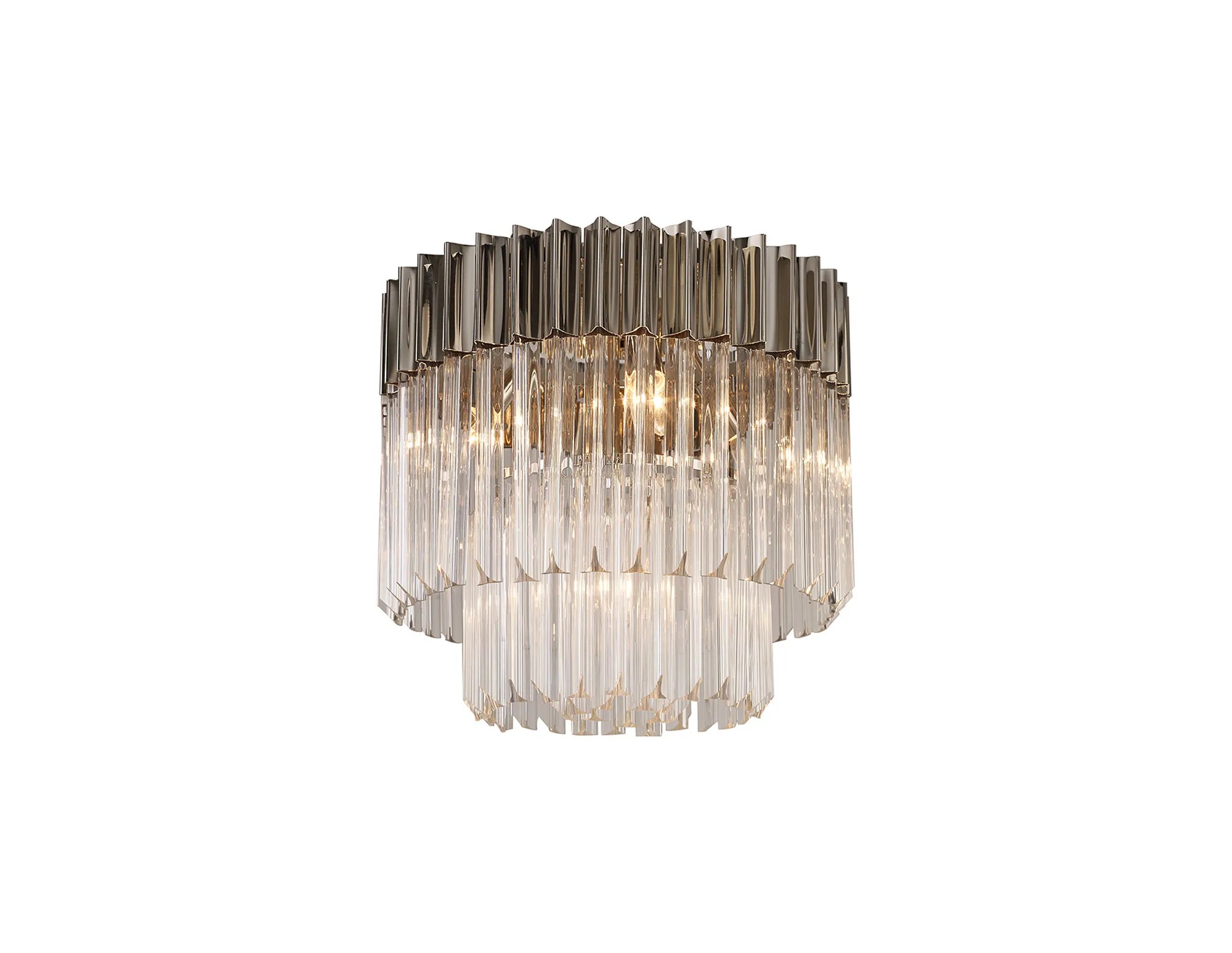 Cedar 45cm Flush Ceiling Round 5 Light - Polished Nickel & Clear