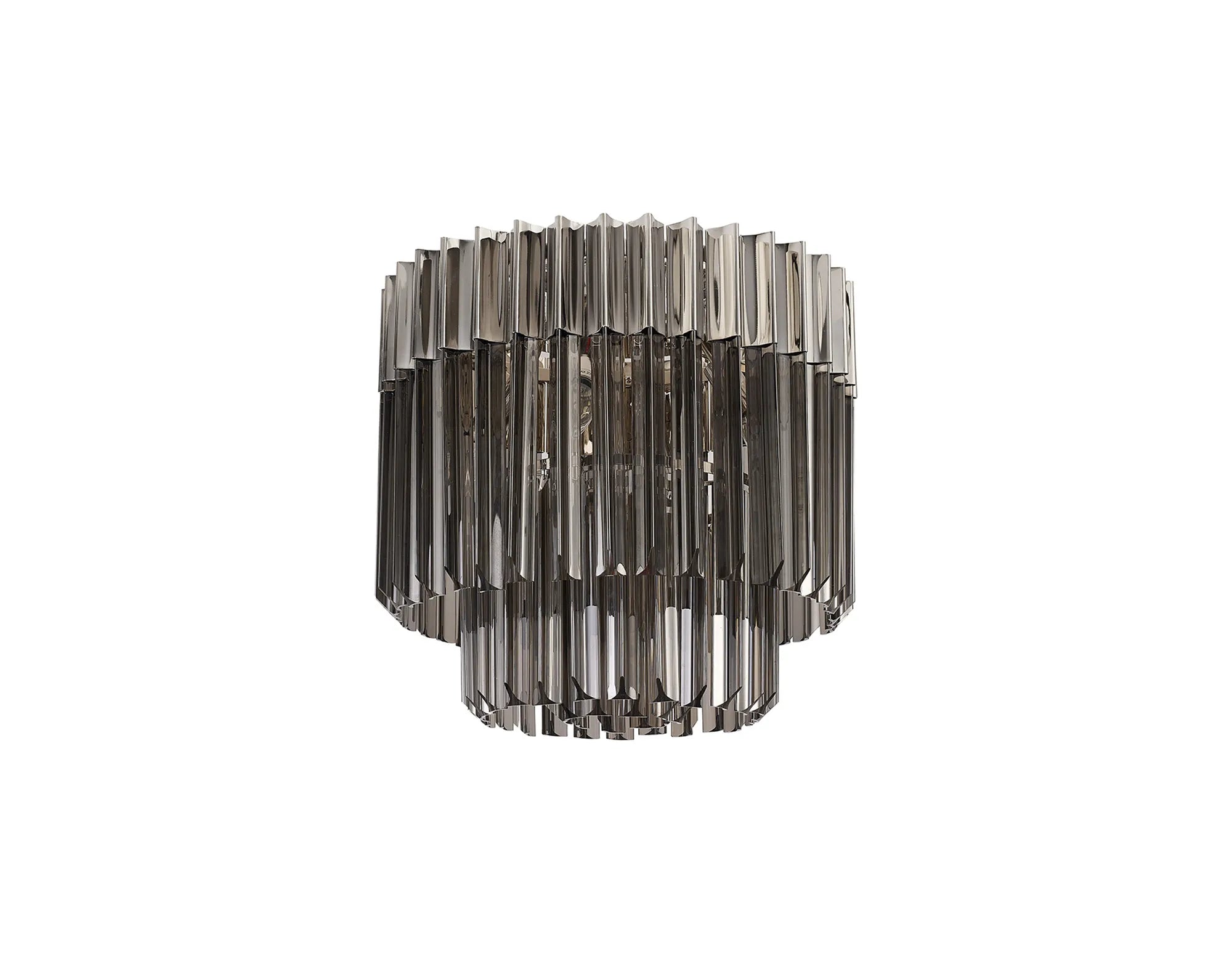 Cedar 45cm Flush Ceiling Round 5 Light - Polished Nickel & Smoked
