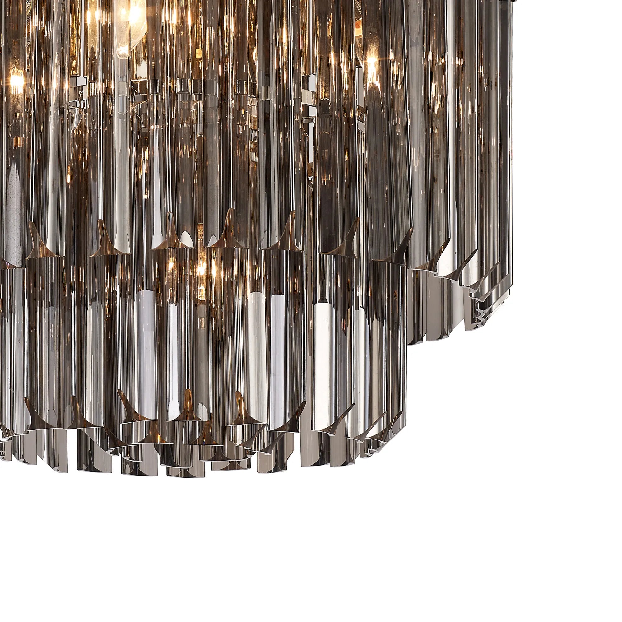 Cedar 45cm Flush Ceiling Round 5 Light - Polished Nickel & Smoked