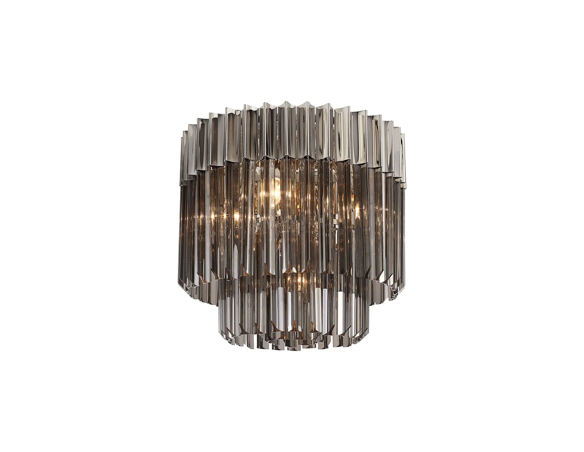 Cedar 45cm Flush Ceiling Round 5 Light - Polished Nickel & Smoked