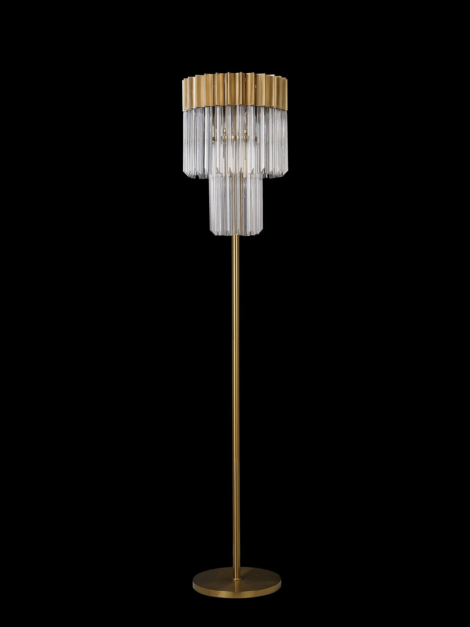 Cedar 168cm Floor Lamp 5 Light - Brass & Clear