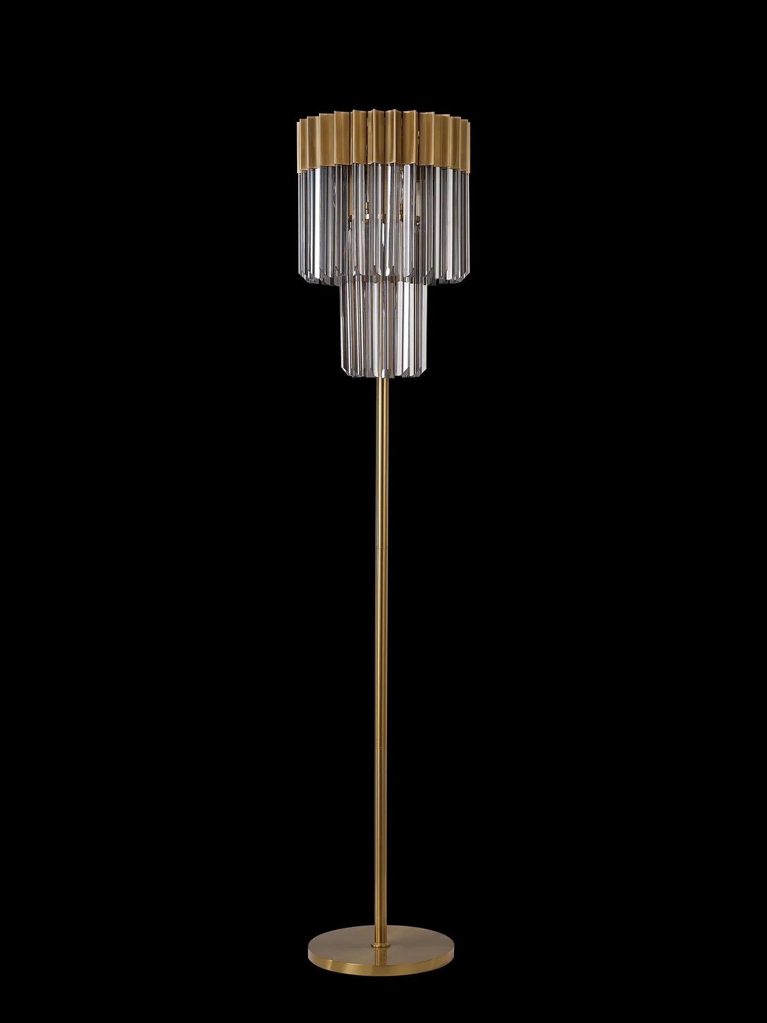 Cedar 168cm Floor Lamp 5 Light - Brass & Smoked