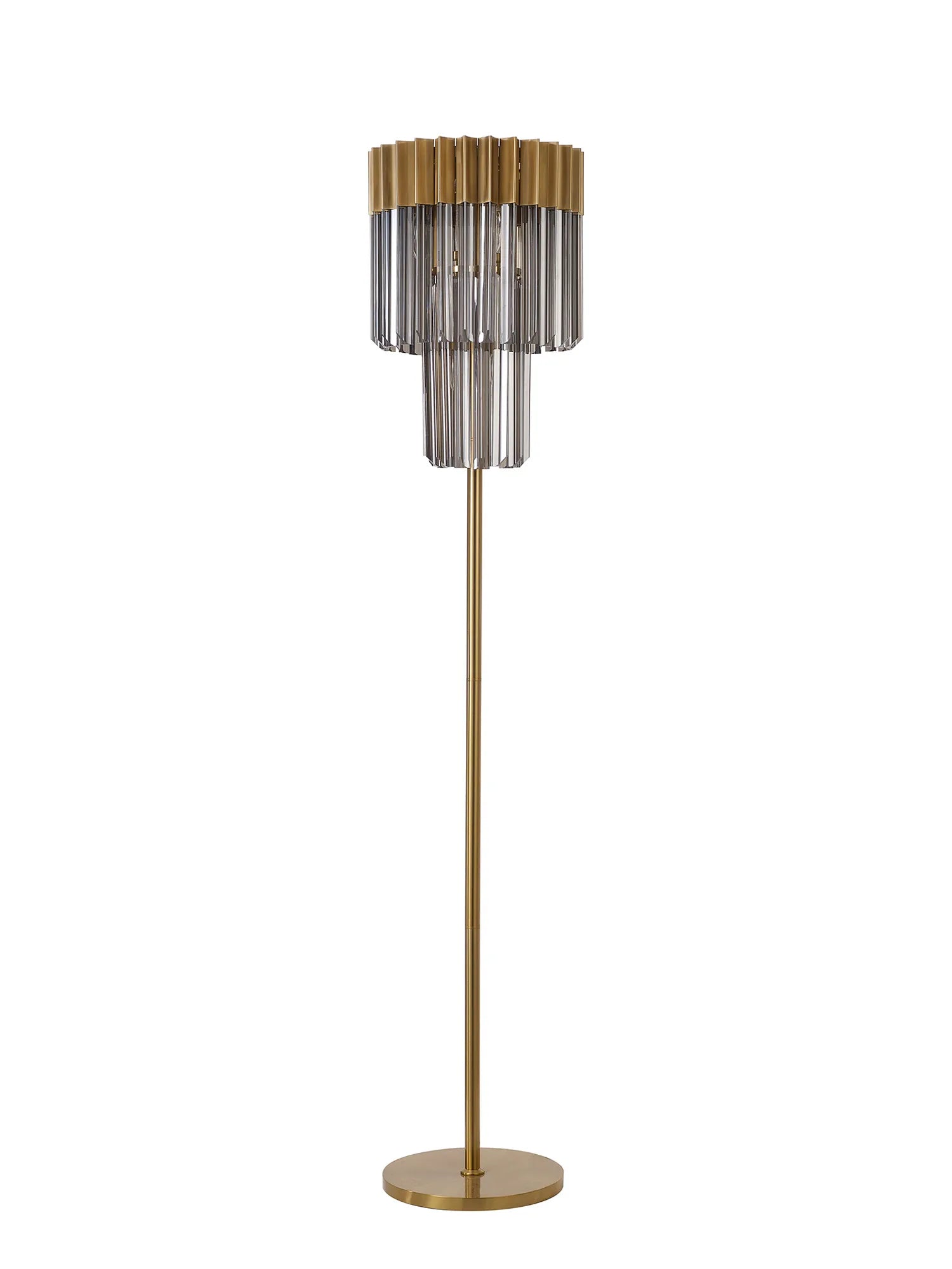 Cedar 168cm Floor Lamp 5 Light - Brass & Smoked