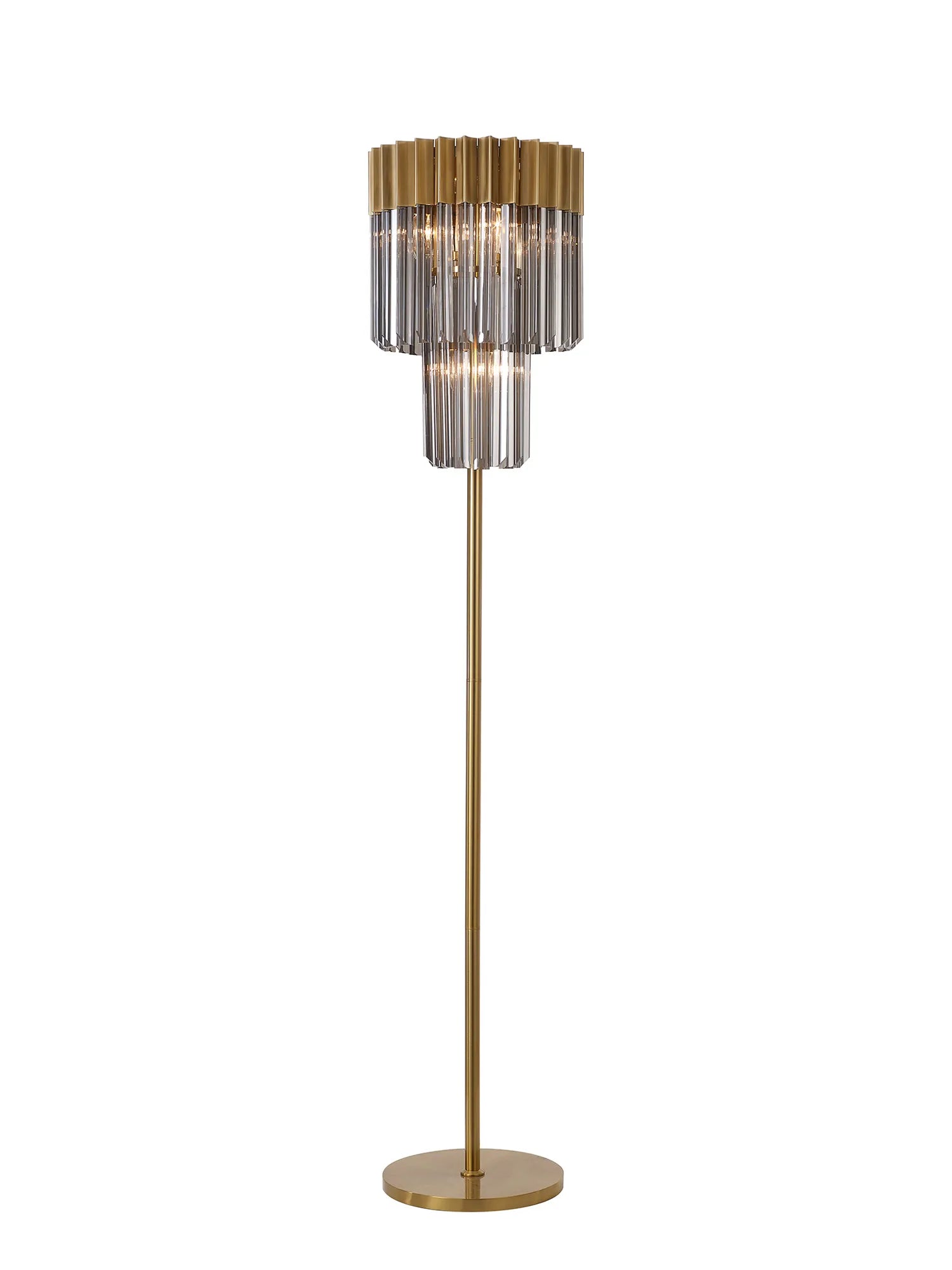 Cedar 168cm Floor Lamp 5 Light - Brass & Smoked