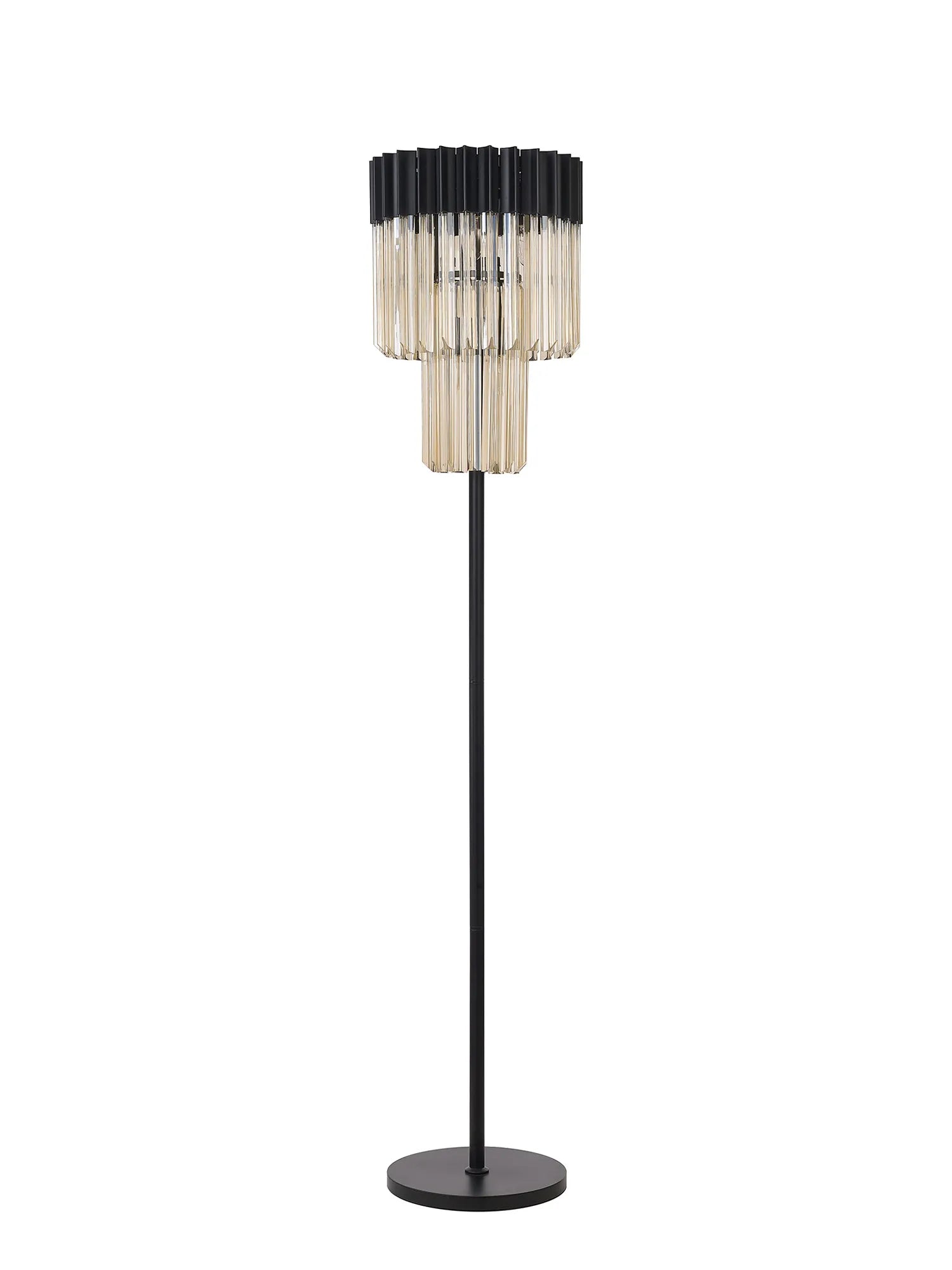 Cedar 168cm Floor Lamp 5 Light - Matt Black & Cognac