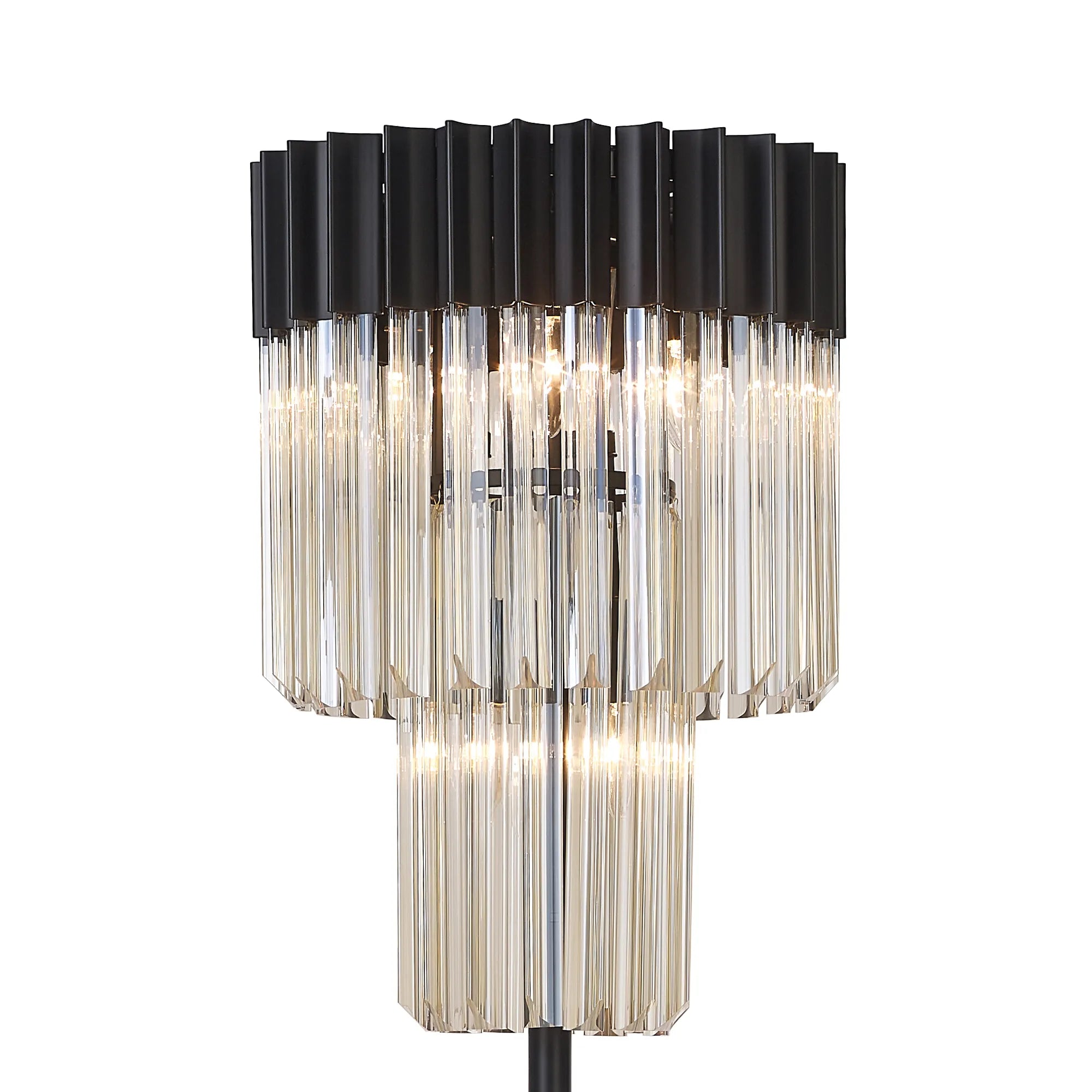 Cedar 168cm Floor Lamp 5 Light - Matt Black & Cognac
