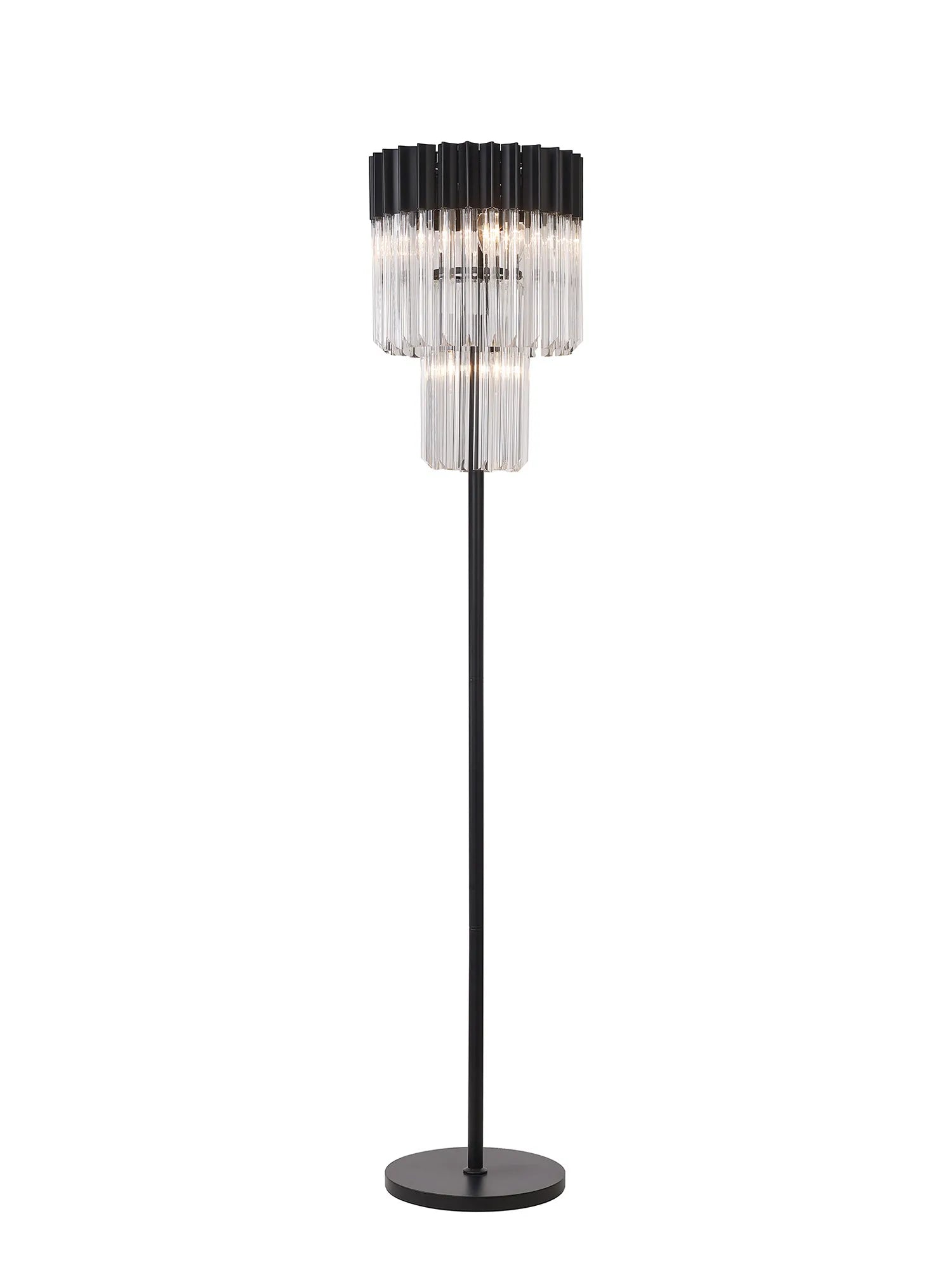 Cedar 168cm Floor Lamp 5 Light - Matt Black & Clear