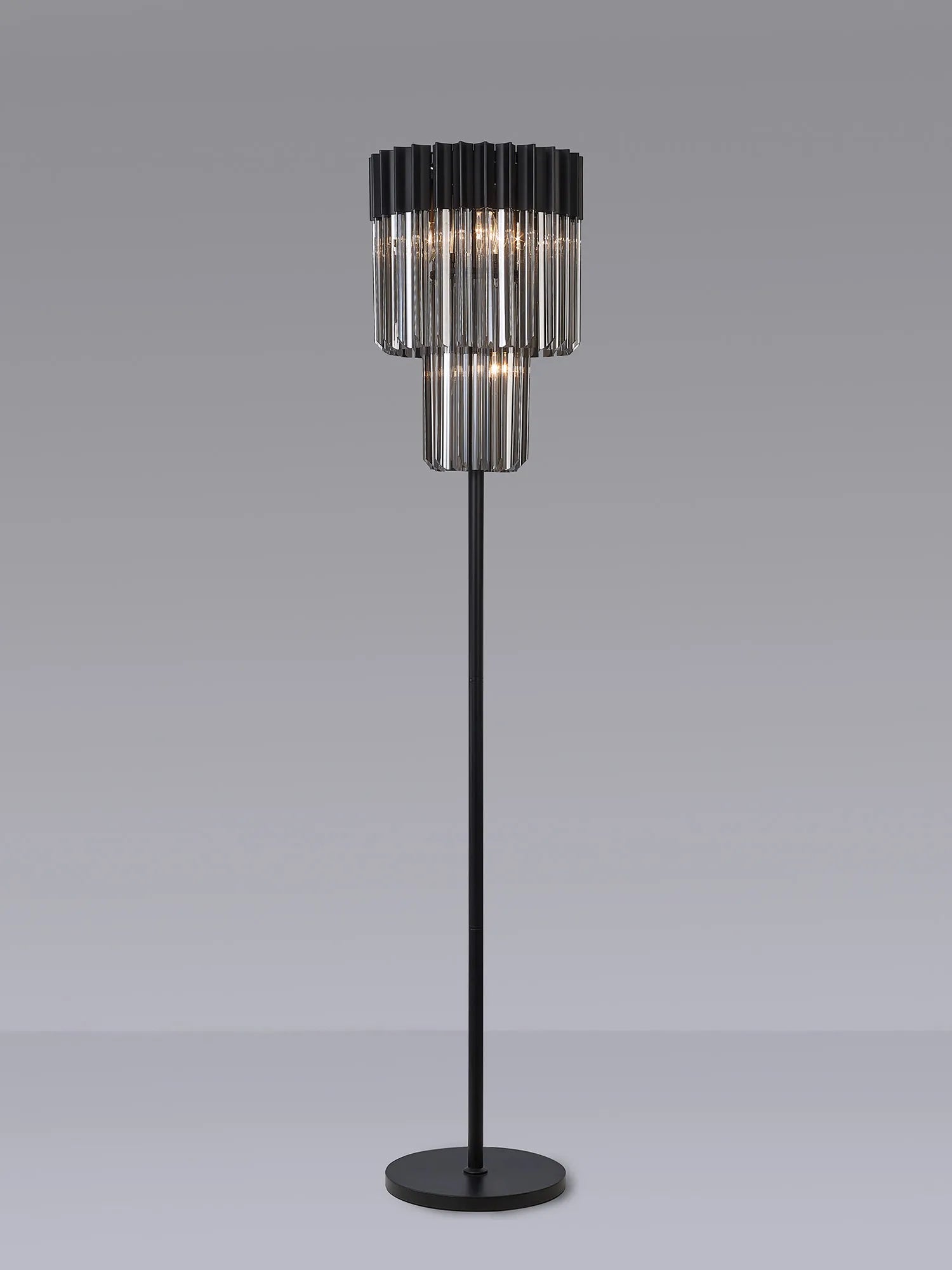 Cedar 168cm Floor Lamp 5 Light - Matt Black & Smoked