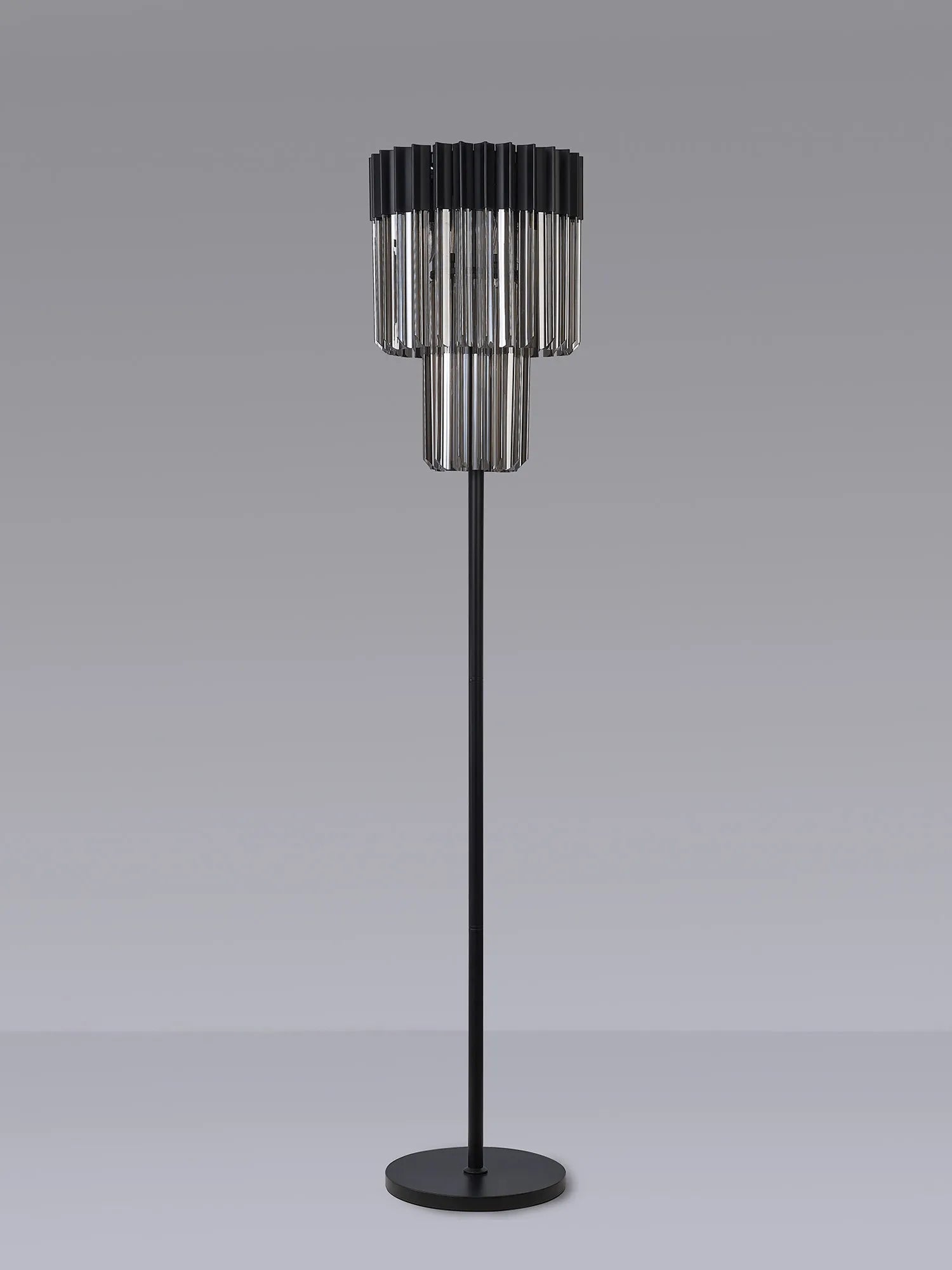 Cedar 168cm Floor Lamp 5 Light - Matt Black & Smoked
