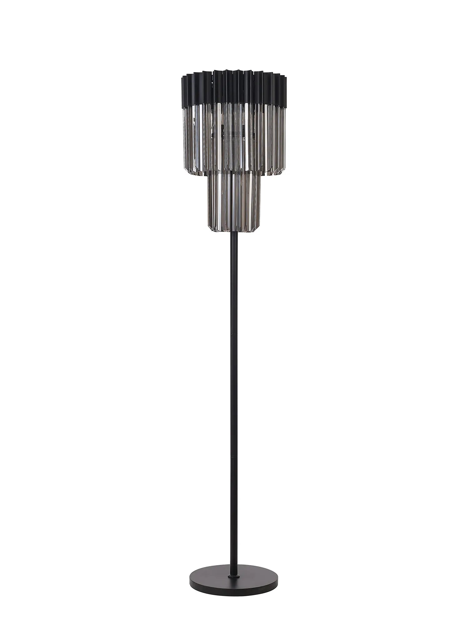 Cedar 168cm Floor Lamp 5 Light - Matt Black & Smoked