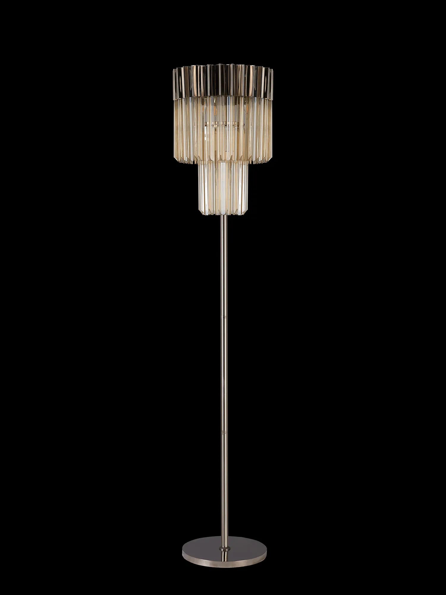 Cedar 168cm Floor Lamp 5 Light - Polished Nickel & Cognac
