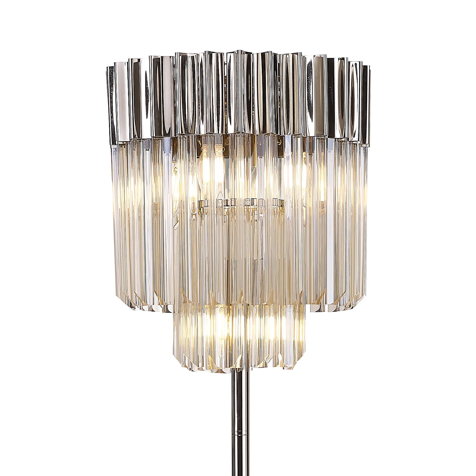 Cedar 168cm Floor Lamp 5 Light - Polished Nickel & Cognac
