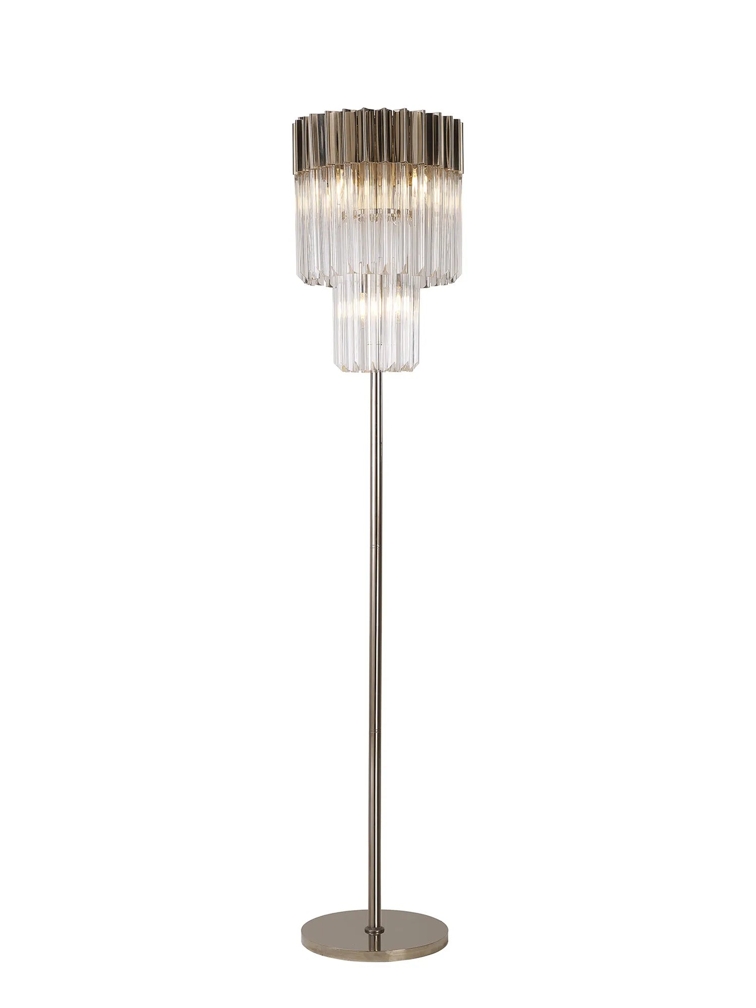 Cedar 168cm Floor Lamp 5 Light - Polished Nickel & Clear