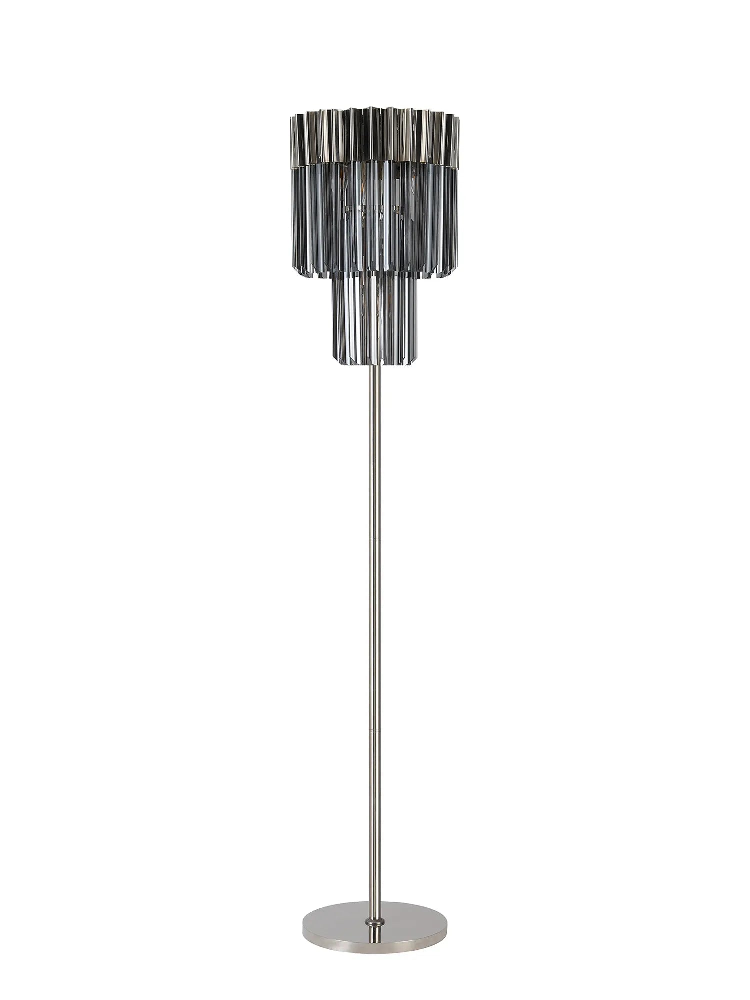 Cedar 168cm Floor Lamp 5 Light - Polished Nickel & Smoked