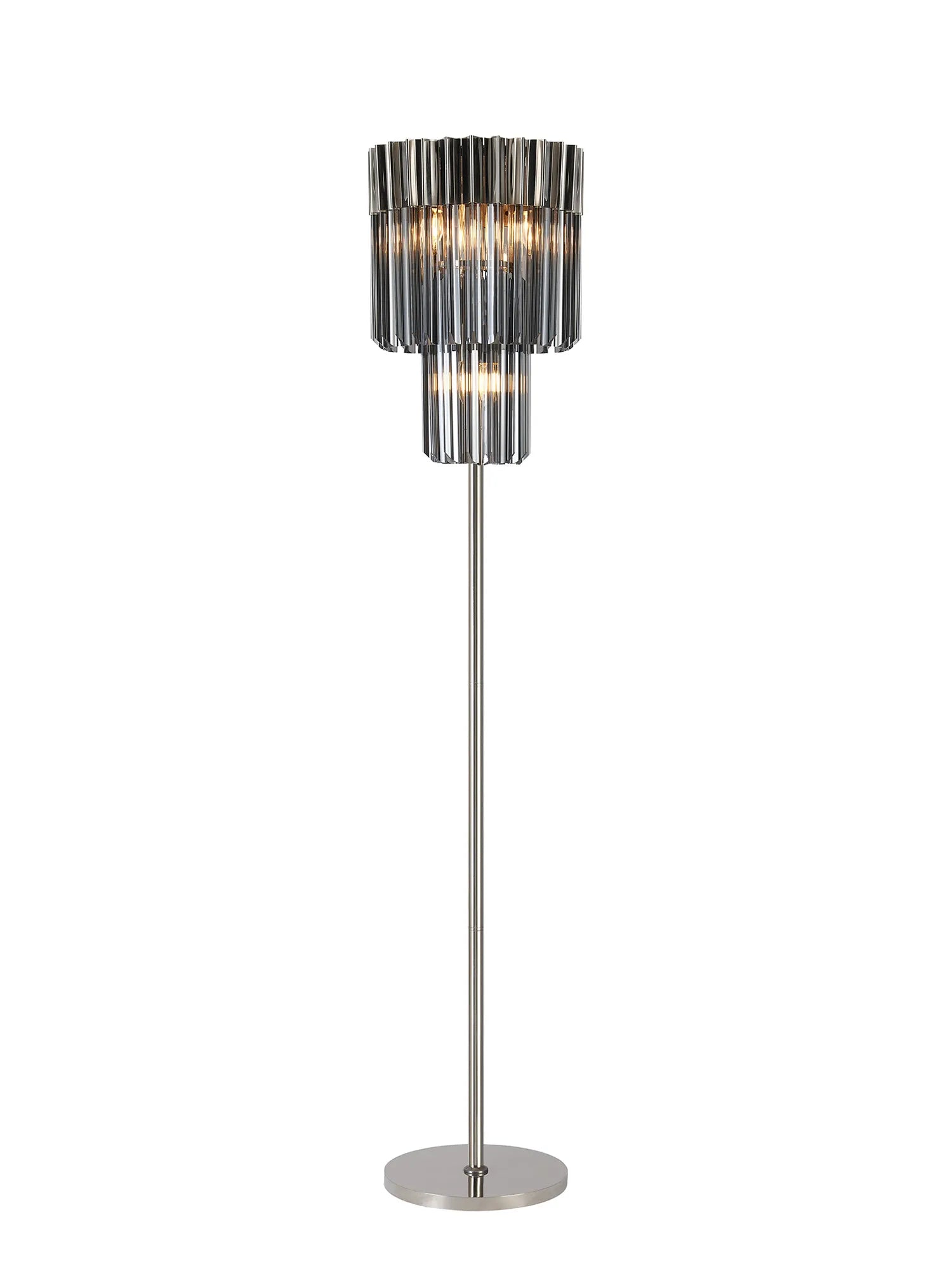 Cedar 168cm Floor Lamp 5 Light - Polished Nickel & Smoked