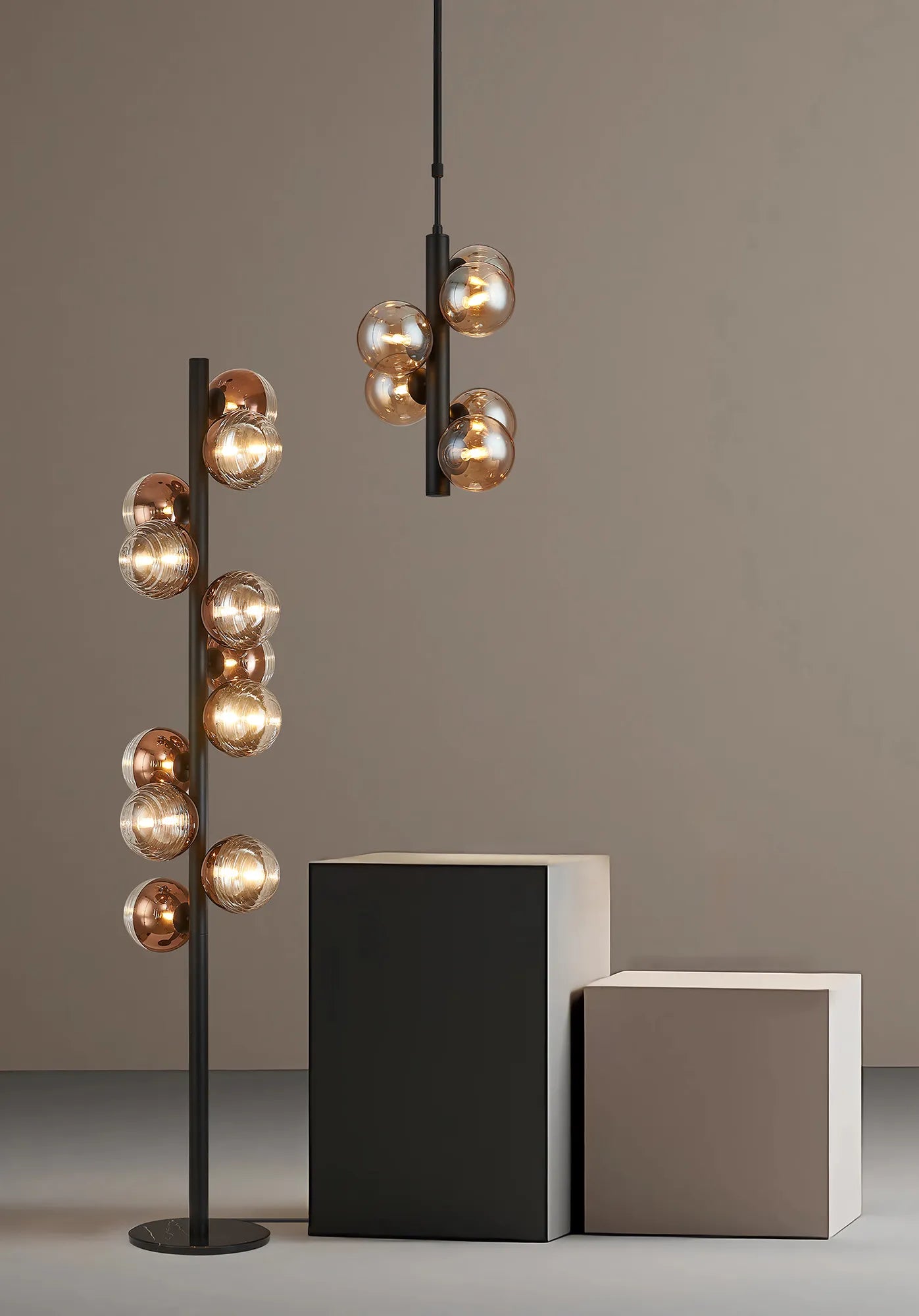 Deacon Vertical Linear Telescopic Pendant (Frame Only) 6 Light - Satin Black