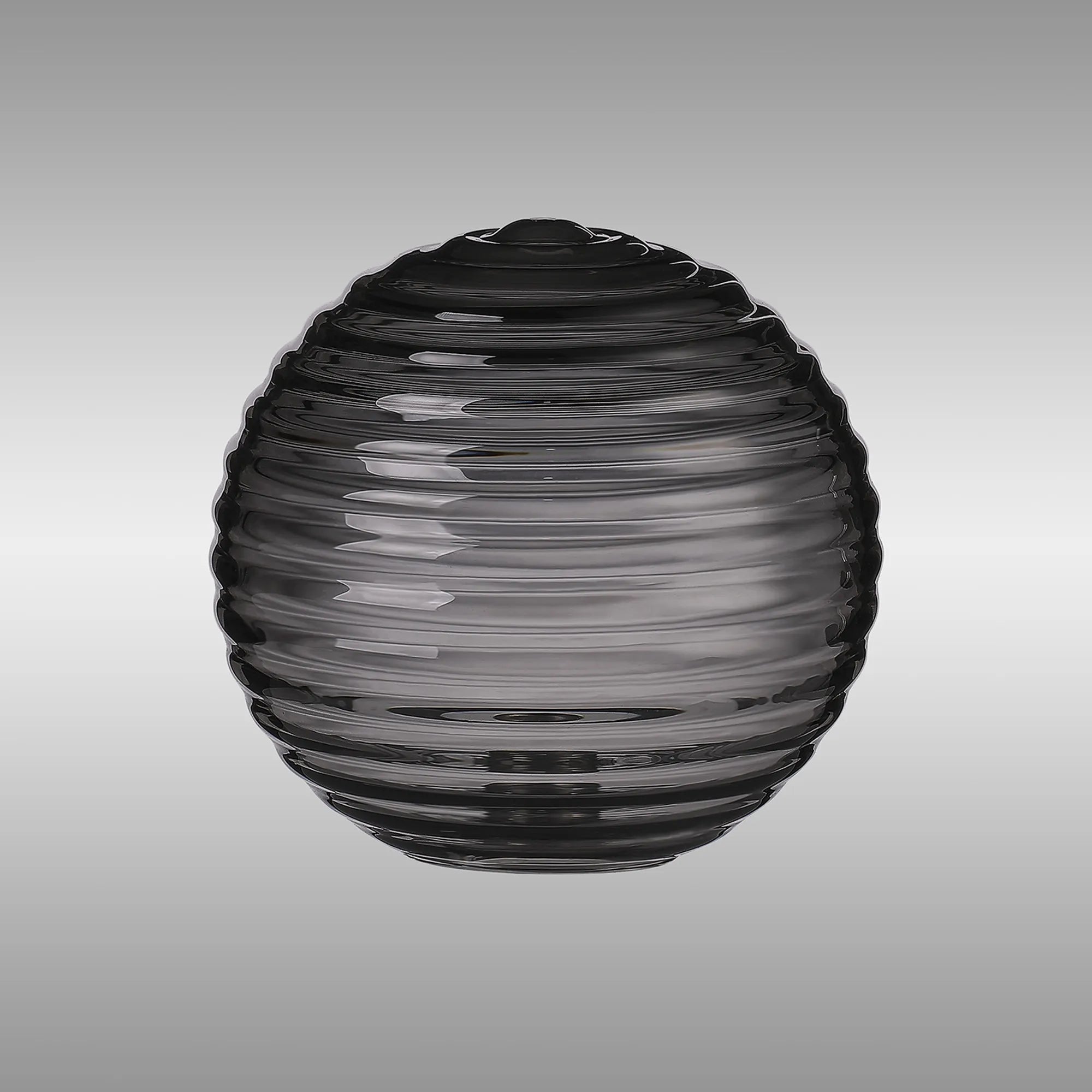 Dene 12cm Ribbed Round Glass Shade (B) Smoke