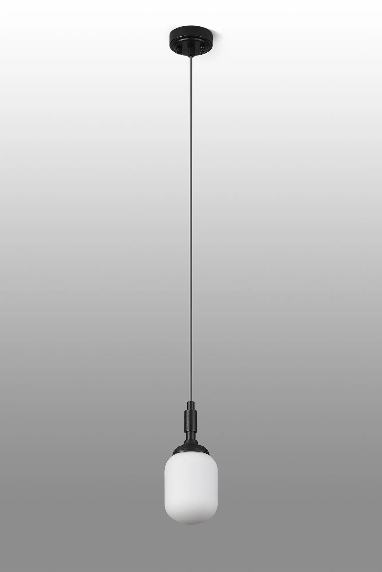 Dene Pendant 1 Light - IP44 Satin Black & Opal Smooth Tubular Glass