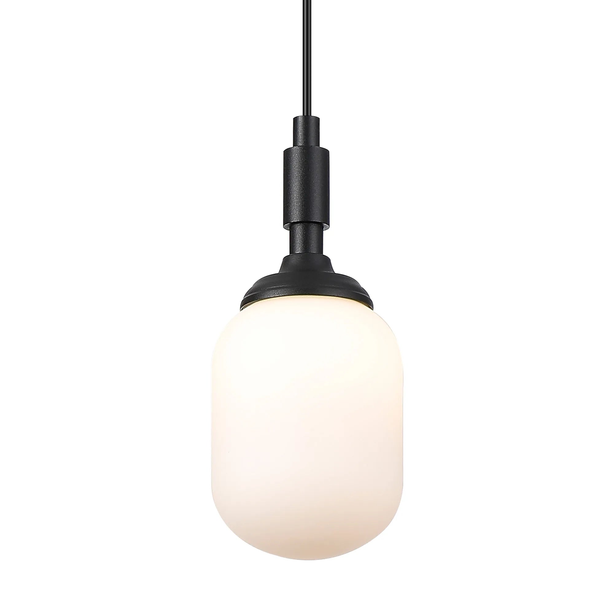 Dene Pendant 1 Light - IP44 Satin Black & Opal Smooth Tubular Glass