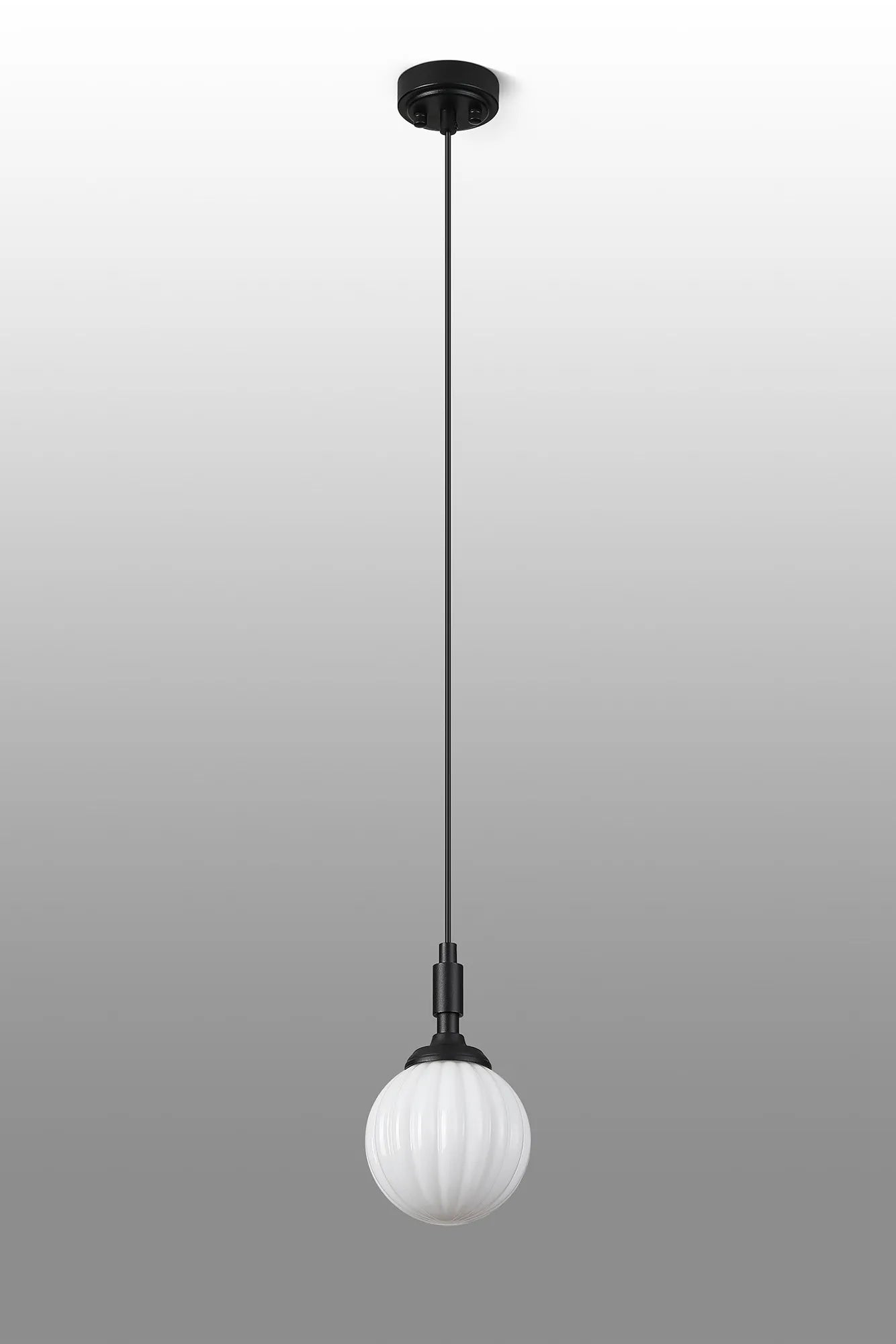 Dene Pendant 1 Light - IP44 Satin Black & Opal Round Segment Glass